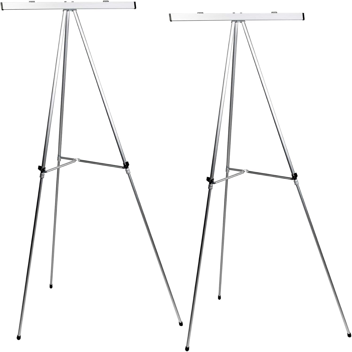 Excello Global Products Aluminum Flip-Chart Presentation Easel Stand: 2-Pack with Telescoping Legs, 70 Inches (Black) Pack of 2