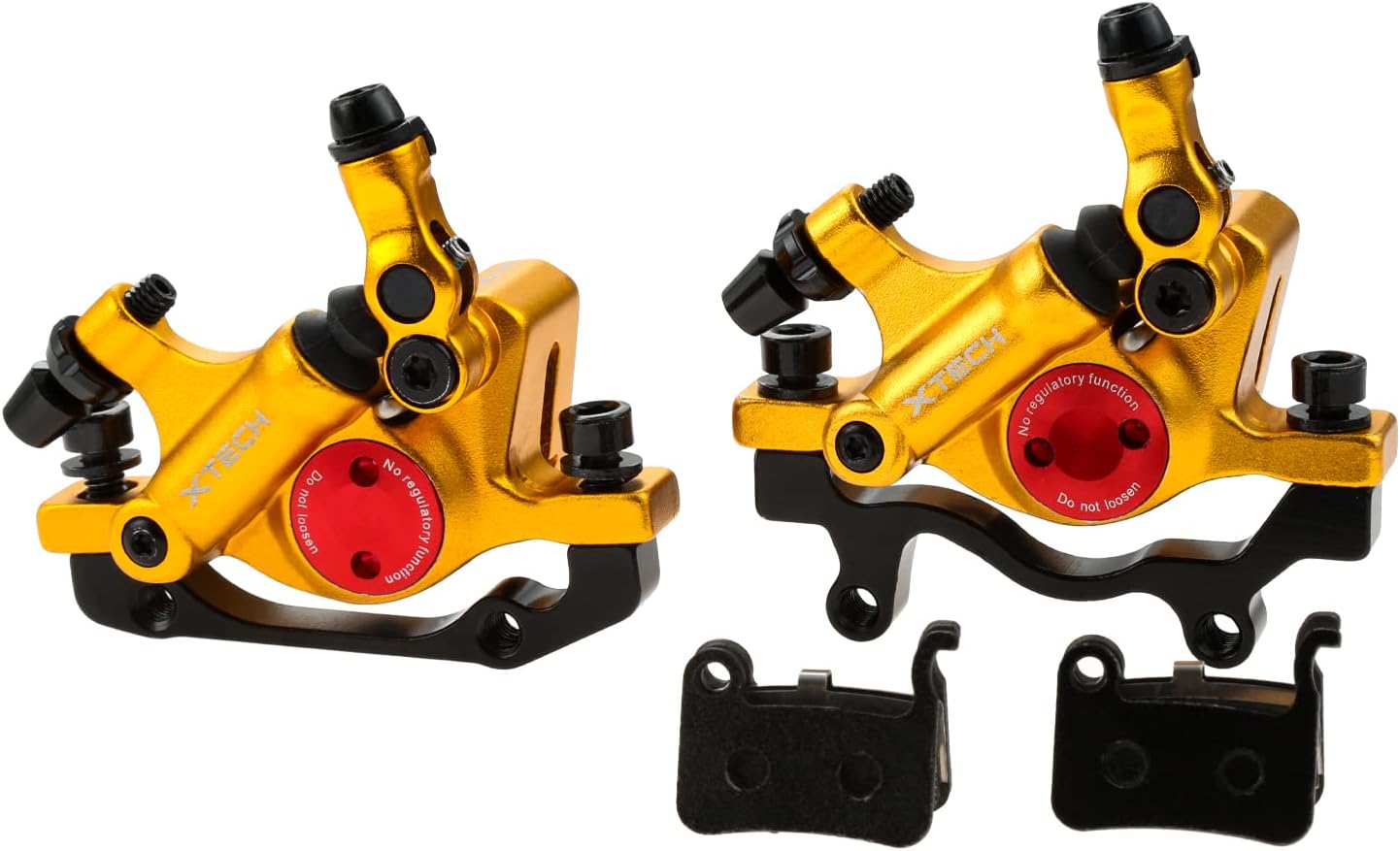 PETCHOR HB-100 Line Pulling Hydraulic Disc Brake Calipers，Mechanical Disc Brakes for MTB, Mountain Bike, E-Bike and Electric Bike 2PCS Front/Rear Black/Red/Gold Pack of 2