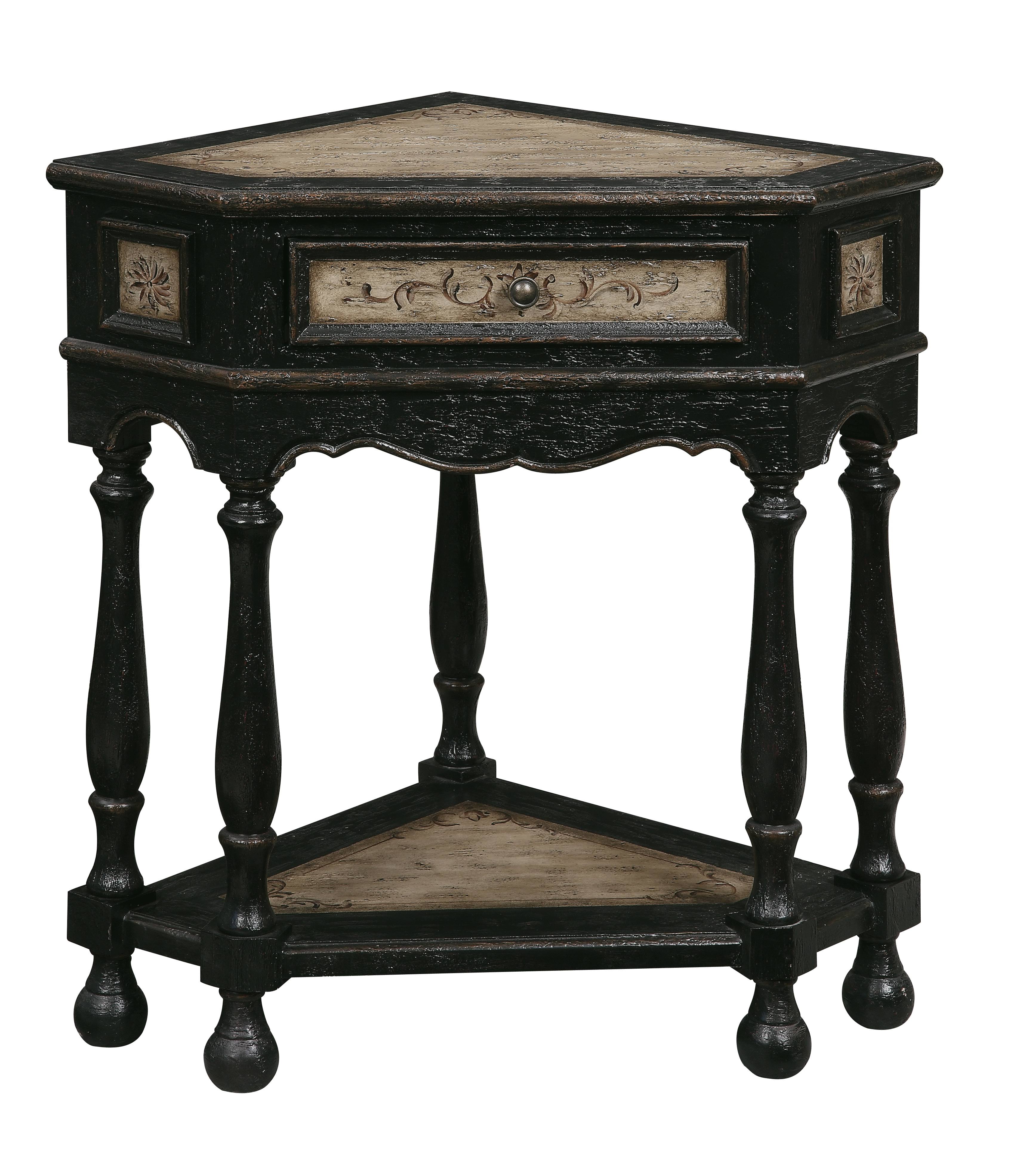 Coast to Coast One Drawer Corner Table, Black