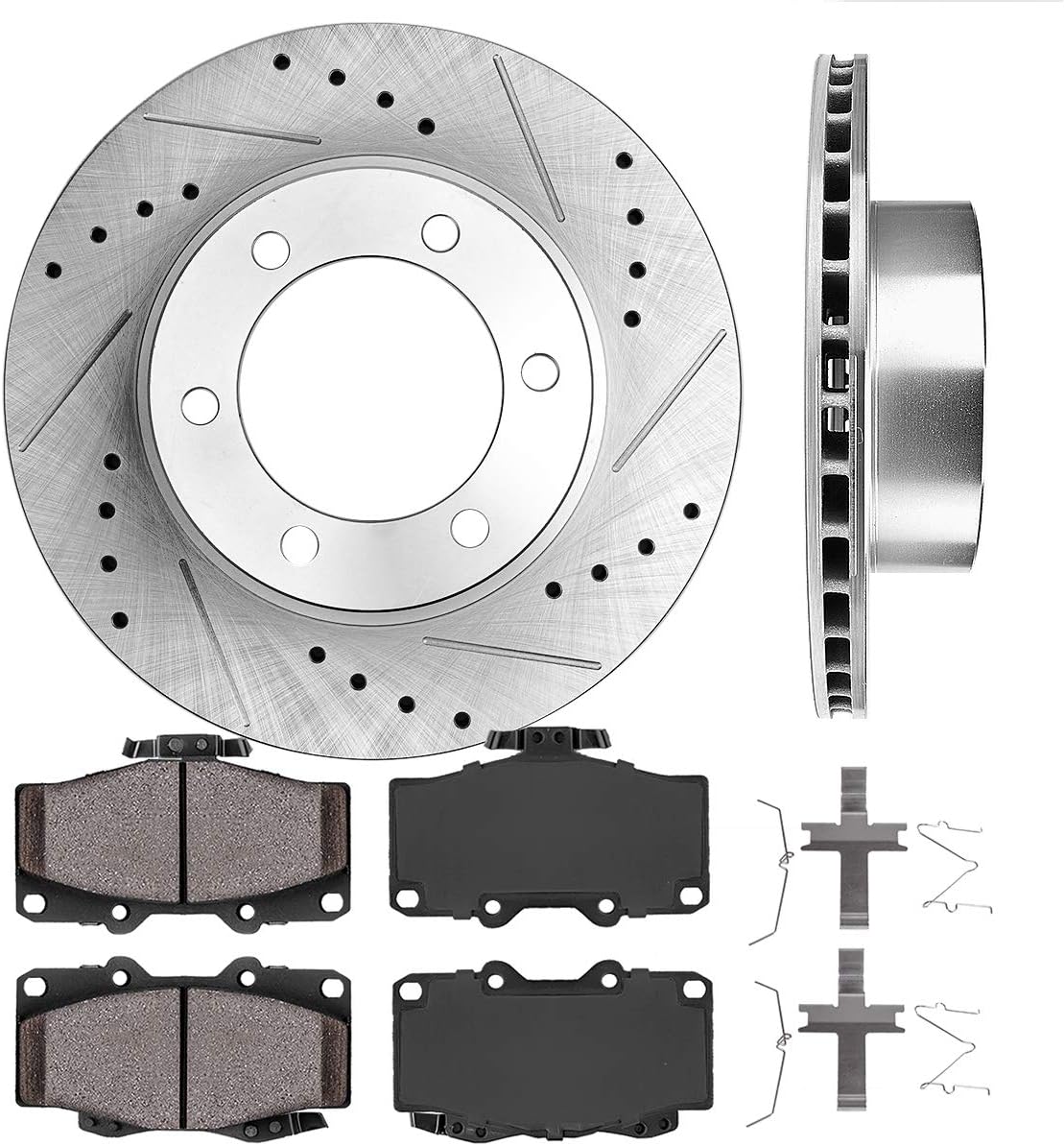 Callahan CDS02333 FRONT 319mm D/S 6 Lug [2] Rotors + Ceramic Brake Pads + Hardware [ fit Toyota 4Runner Tacoma ]