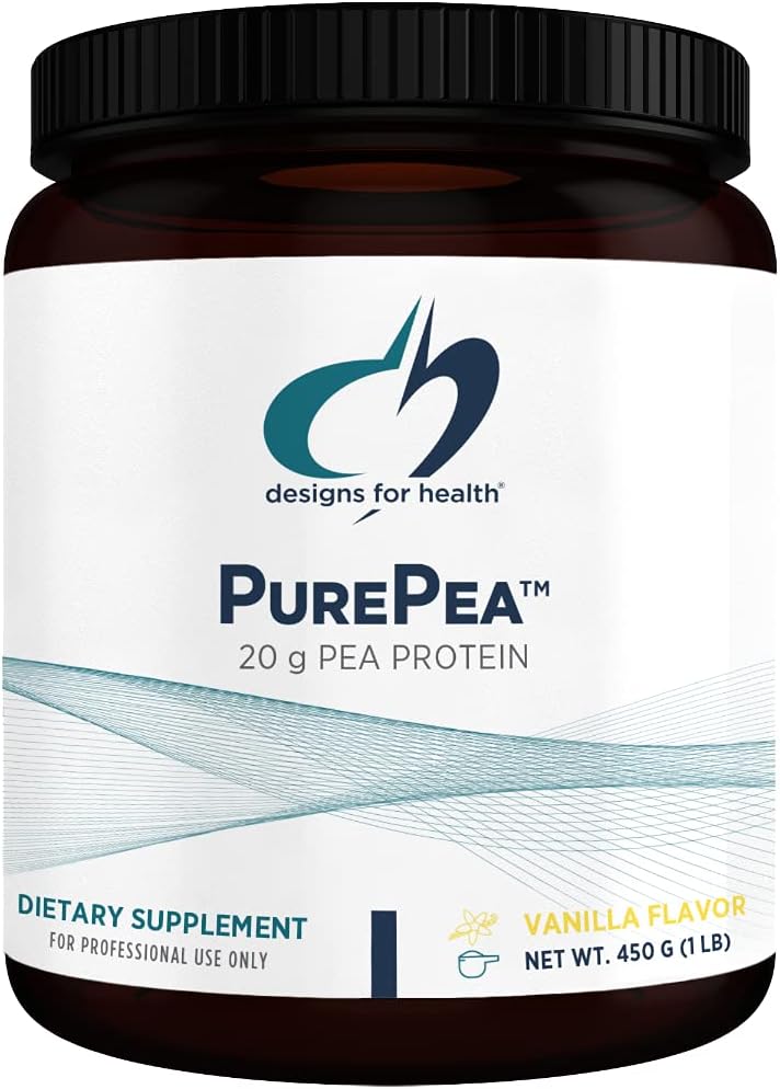 Designs for Health PurePea - 20g Vegan Pea Protein, Non-GMO Drink Mix Protein Powder Supplement, Vanilla (15 Servings / 450g) Pack of 2