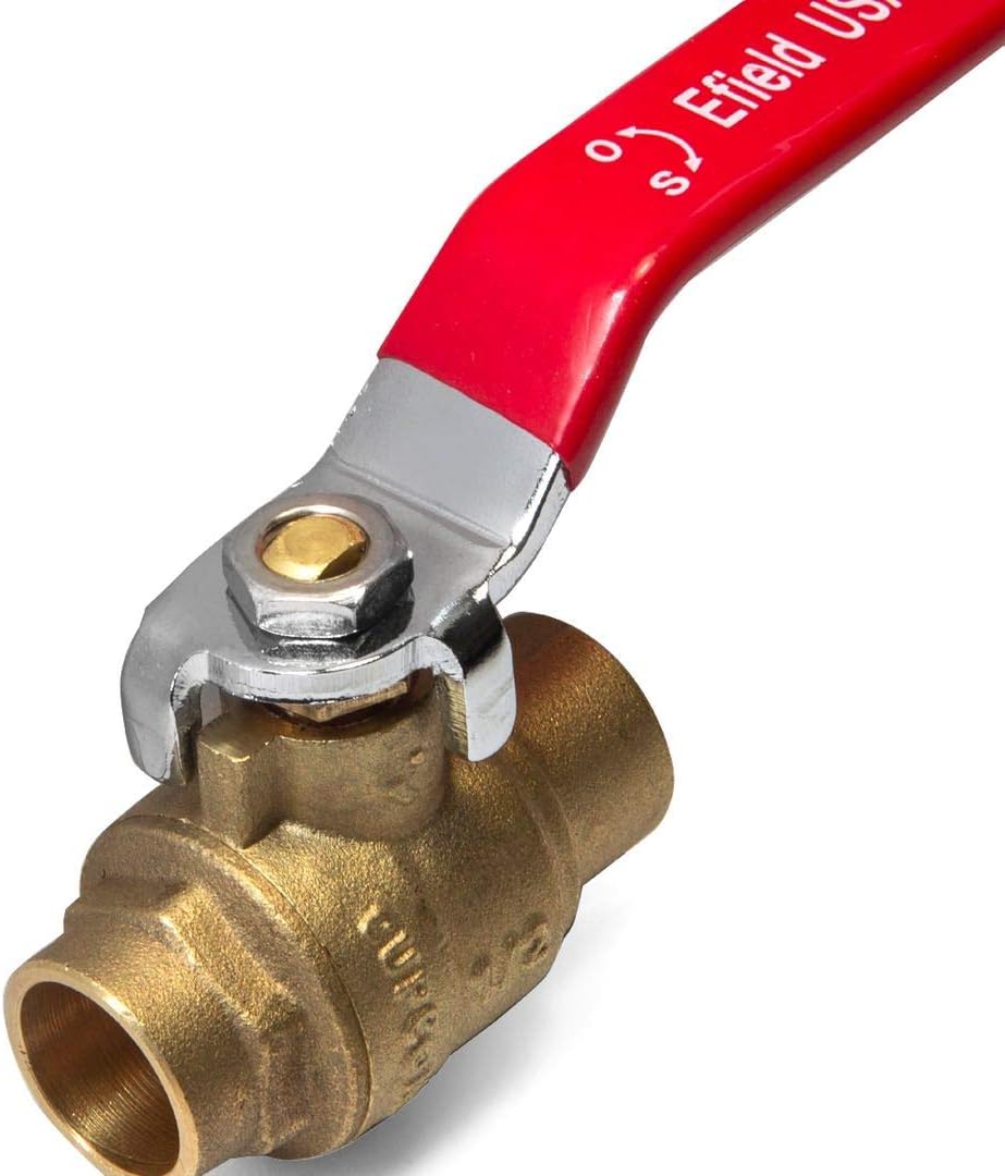 EFIELD 3/4-Inch Sweat Brass Full Port Shut-off Ball Valve, 600 WOG (Water, Oil and Gas), Female Sweat Solder Connector SWT x SWT, Lead Free (3/4 Inch) Pack of 2