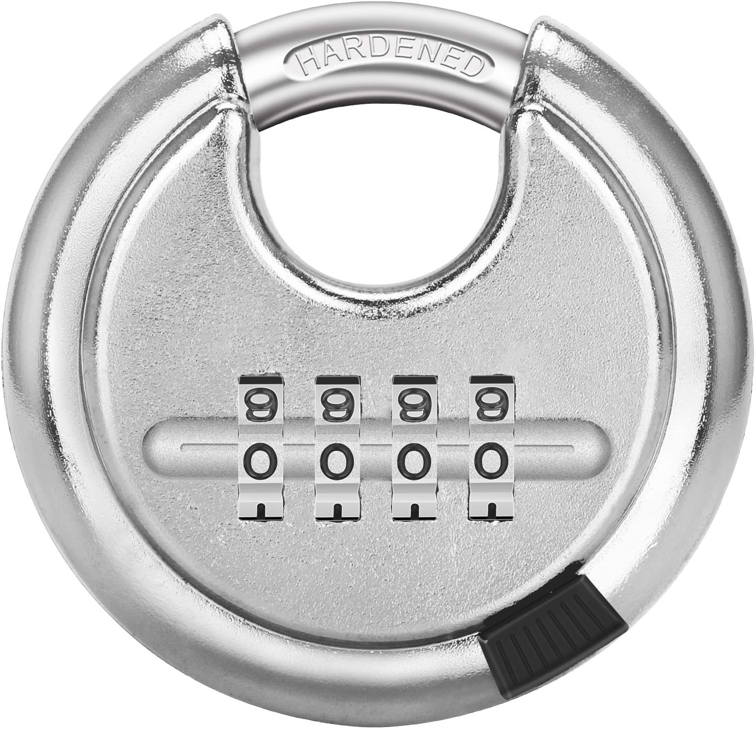 Combination Lock,4 Digit Combination Disc Padlock with Strengthen Stainless Steel Shackle Outdoor Combo Gate Lock for Sheds, Storage Unit, Garage, Fence,Trailer Tongue. (1, Silver)