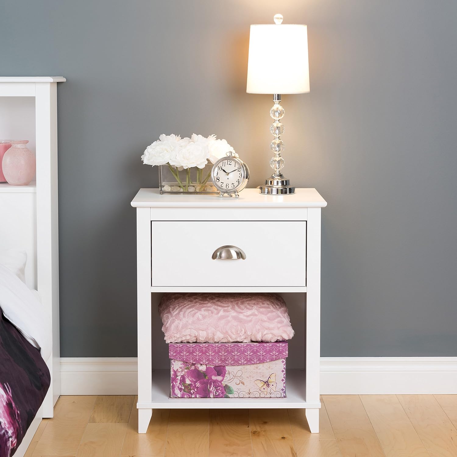 Prepac Yaletown 2 Drawer Tall Nightstand, White