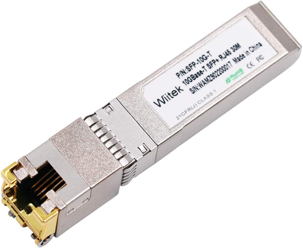 Wiitek SFP+ to RJ45 Copper Modules, 10GBase-T Transceiver Compatible for Cisco SFP-10G-T-S, Ubiquiti, D-Link, Supermicro, Netgear, Mikrotik, Unifi (Cat 6a/7, 30-Meter) Pack of 2