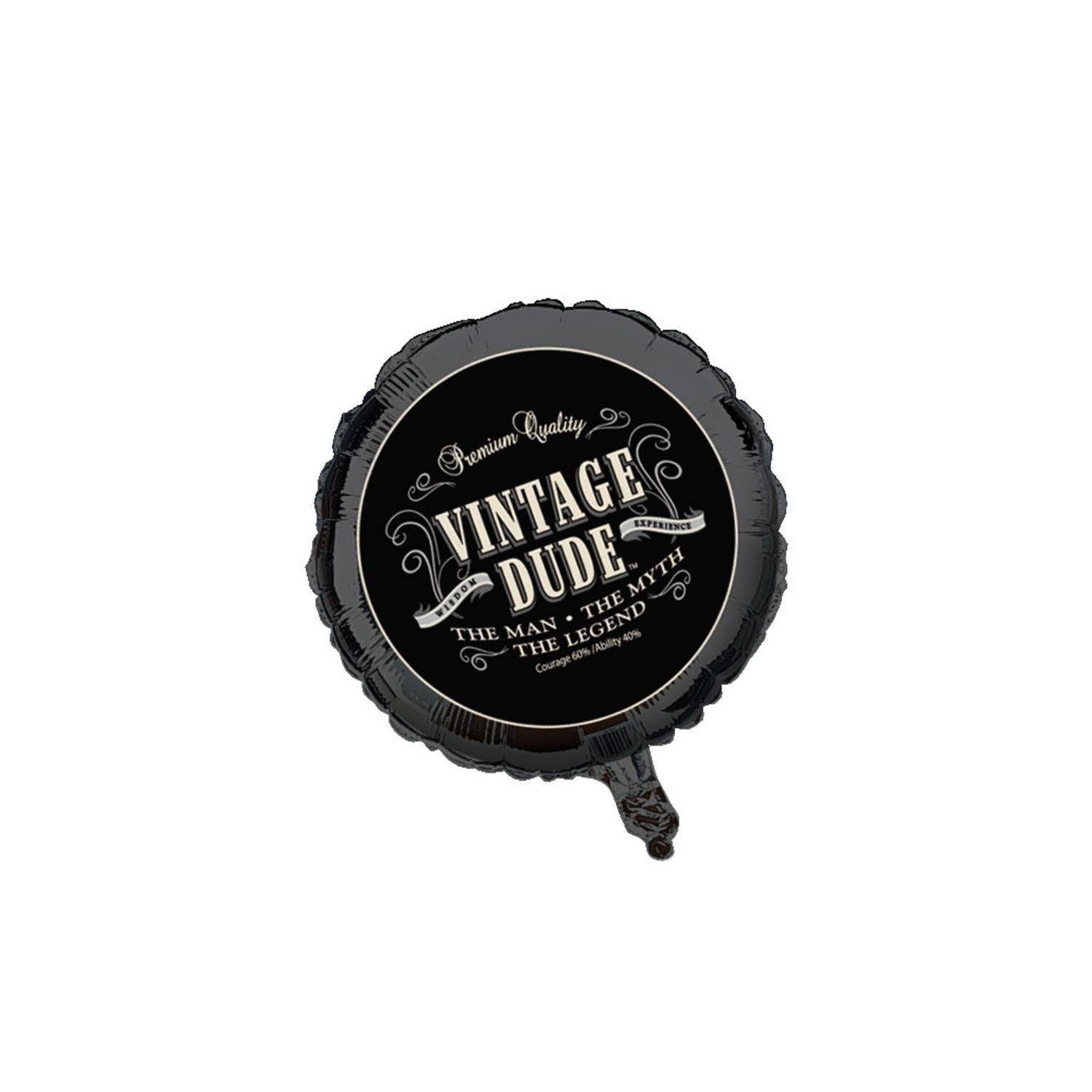 Pack of 10 Black Vintage Dude Metallic Foil Party Balloons 18x22