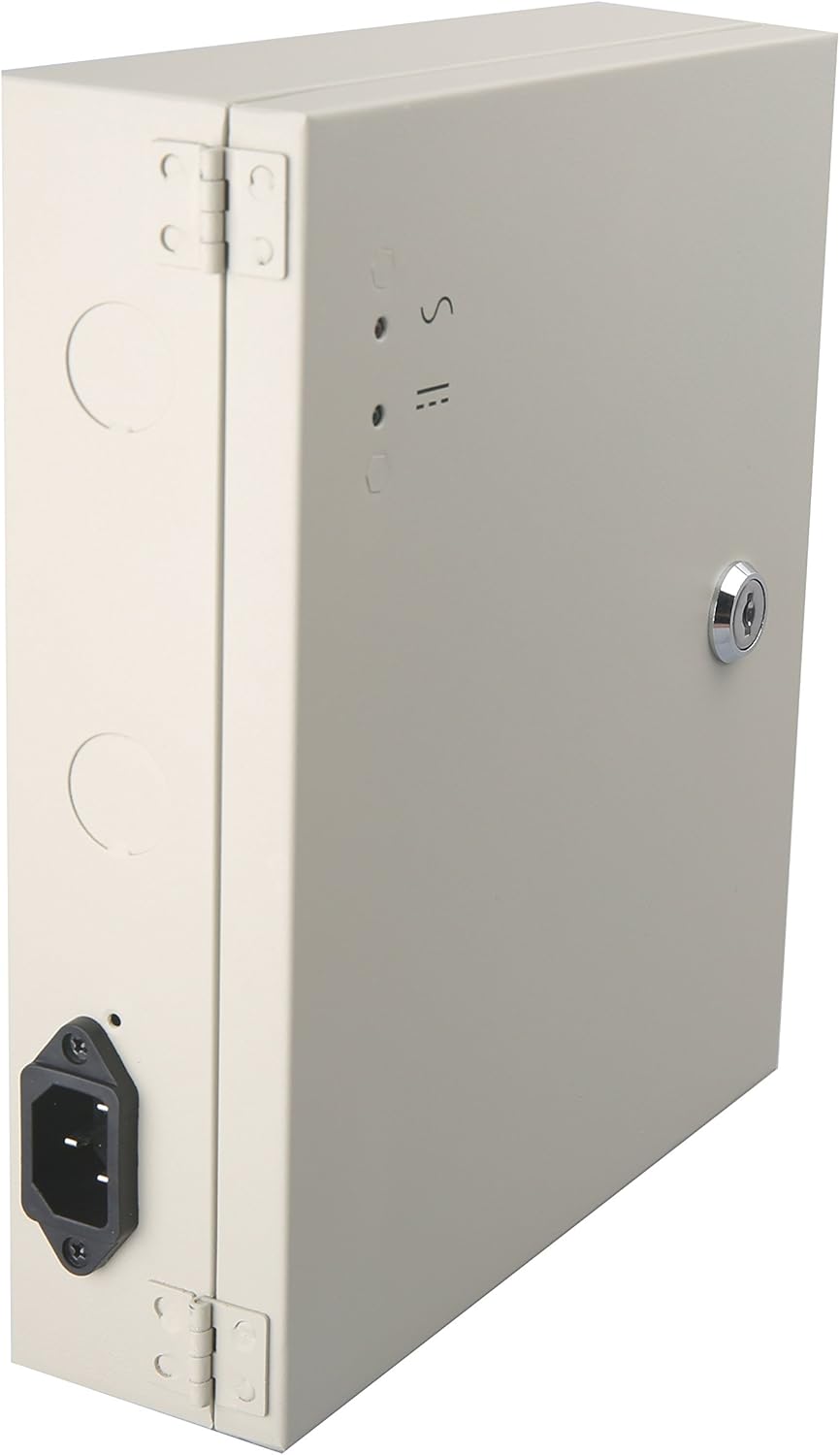 EVERSECU 18 Channel DC12V 20 Amp Reset Fuse CCTV DC Distributed Power Box with AC Plug and Lock for Security Cameras, DVRs, CCTV Power Supply Pack of 2