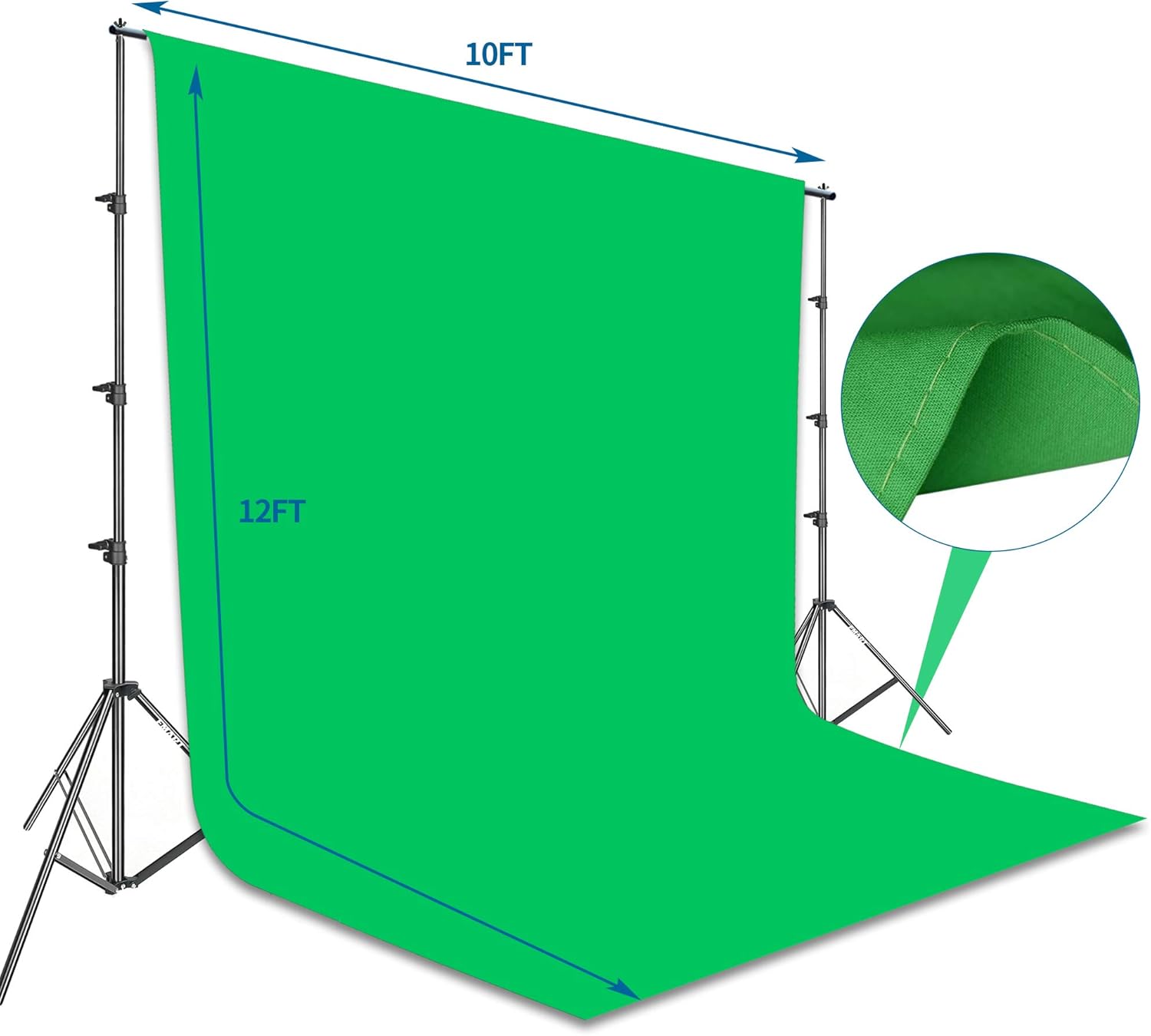 EMART Photo Video Studio 8.5 x 10ft Green Screen Backdrop Stand Kit, Photography Background Support System with 10 x12ft 100% Cotton Muslin Chromakey Backdrop