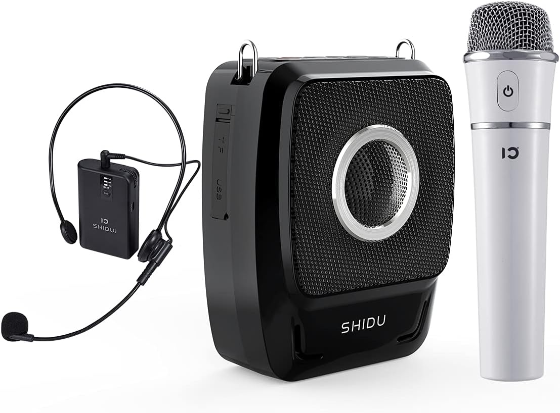 SHIDU Voice Amplifier With Two Microphones,25W 2600mAh PA System,Wireless Bluetooth Speaker For Teachers, Meeting, Promotions and Outdoors -2021 NEW