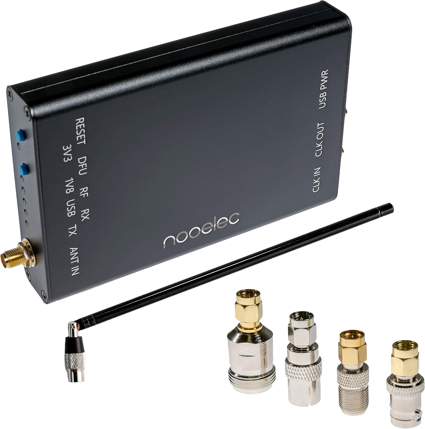 Nooelec HackRF Complete Bundle - Genuine HackRF One Software Defined Radio (SDR) with 0.5PPM TCXO in a Custom Black Aluminum Enclosure. ANT500 Antenna & SMA Antenna Adapter Bundle Included