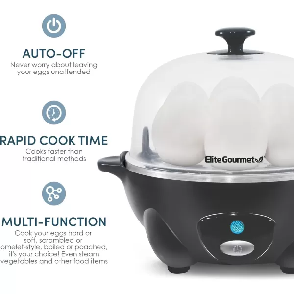 Egg Cookers Easy Electric 7 Egg Capacity Cooker, Poacher, Omelet Maker, Scrambled, Soft, Medium, Hard Boiled with Auto Shut-Off and Buzzer, BPA Free(Dark Grey)