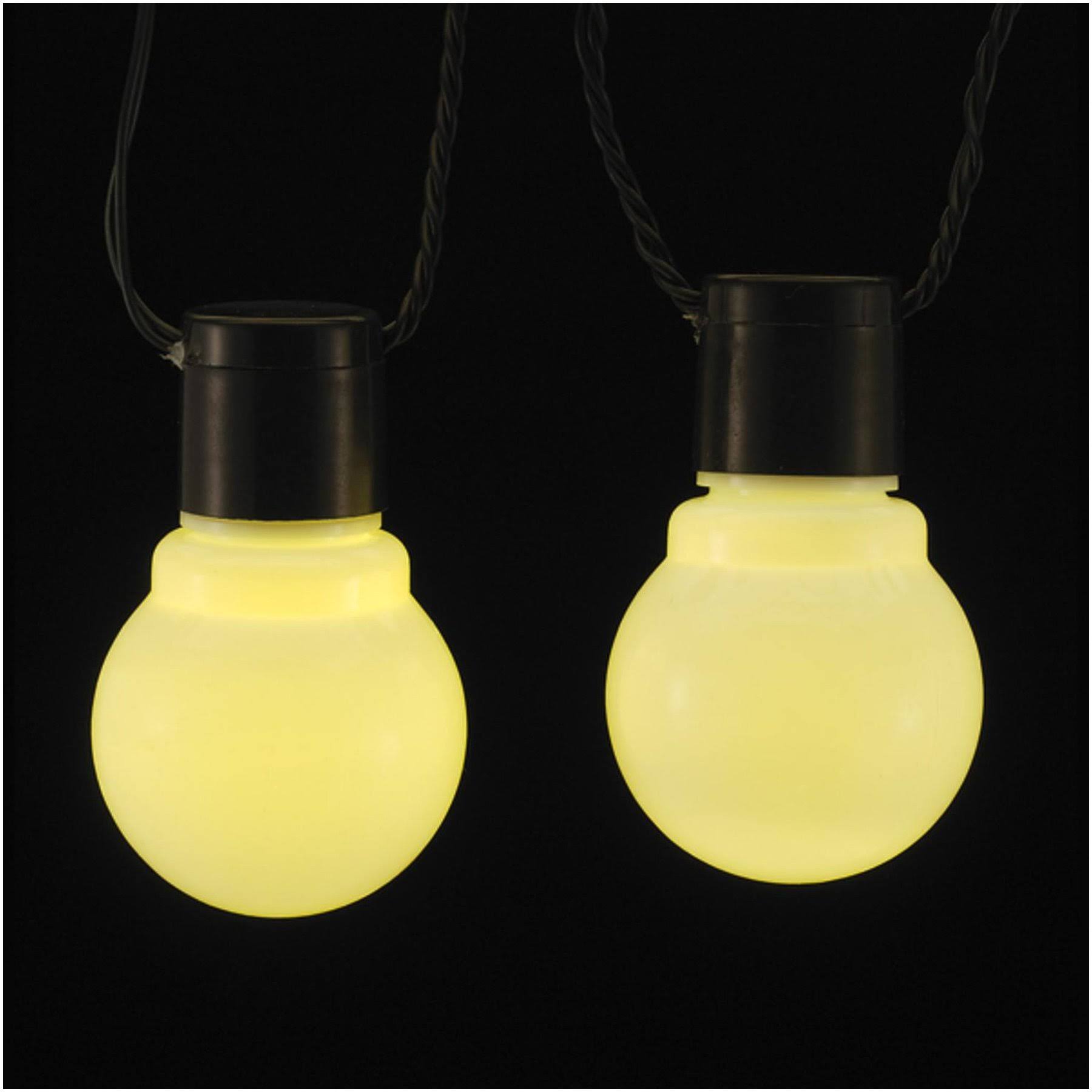 Kurt Adler 10 Warm White Glass LED Party Time Christmas Holiday Light Black Wire