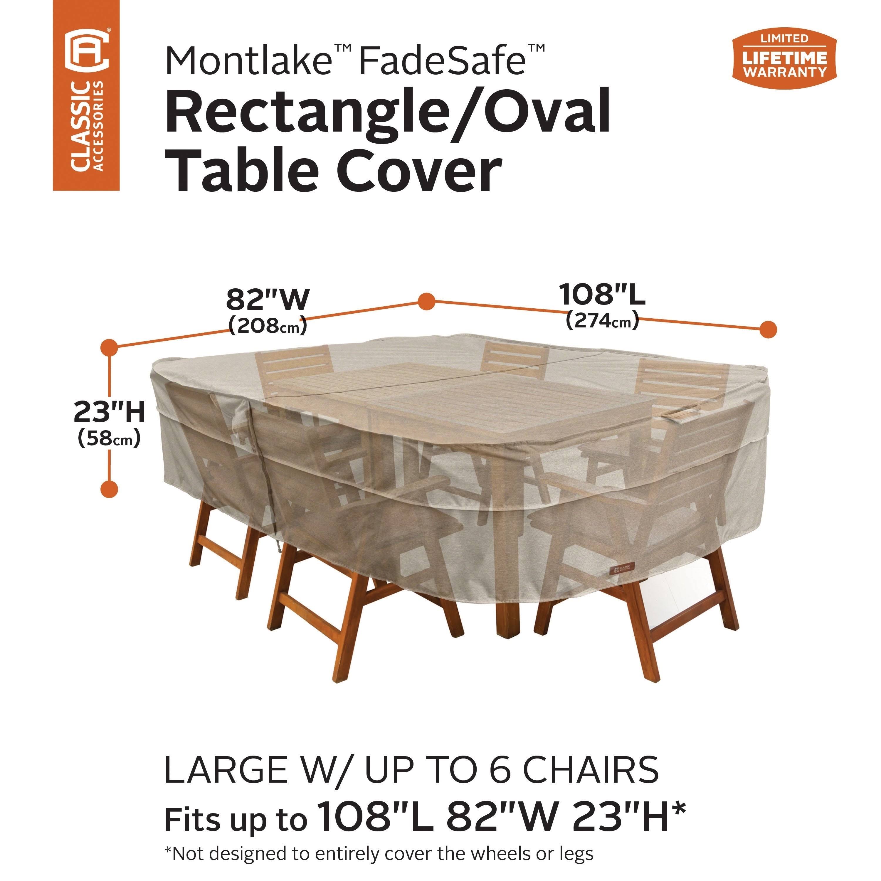 Classic Accessories Montlake Large Rectangular/Oval Patio Table u0026 Chair Set Cover