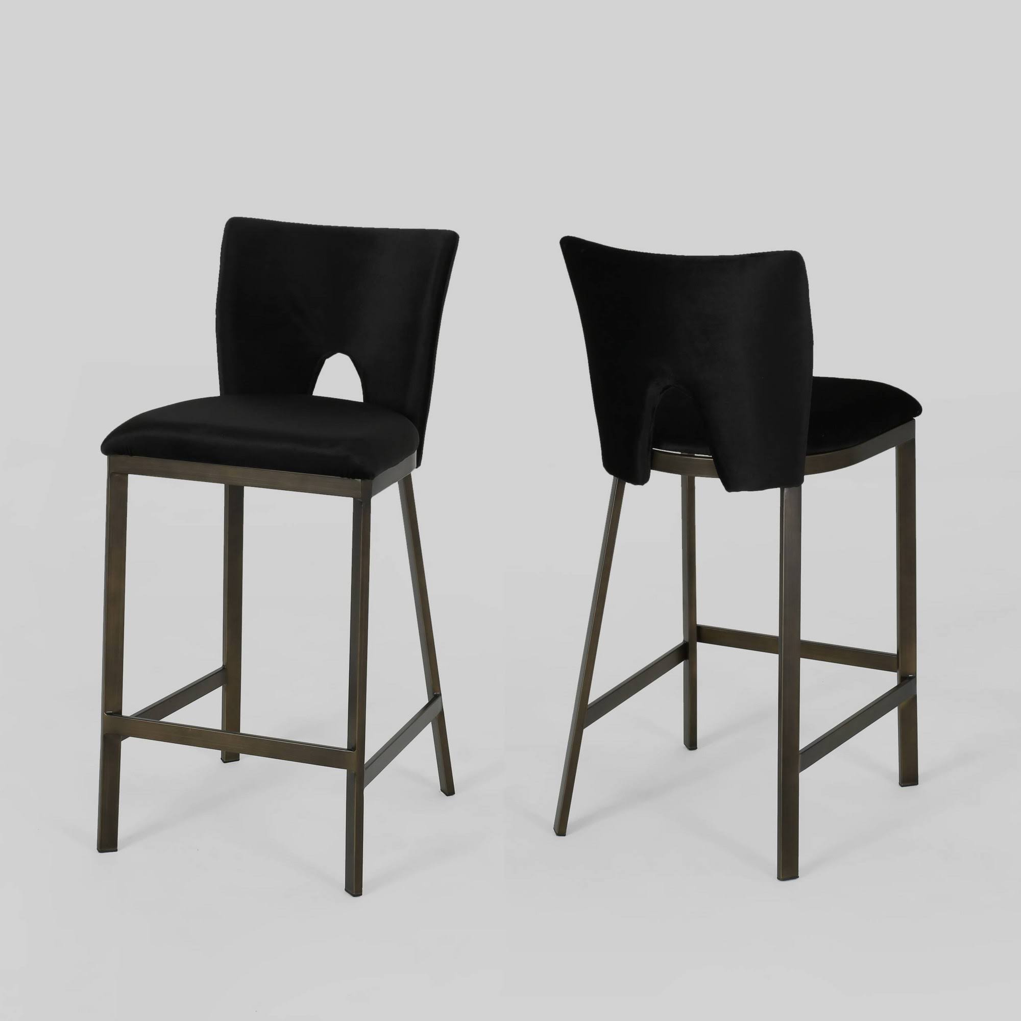 Set of 2 Whittier Modern Glam Counterstool Black - Christopher Knight Home