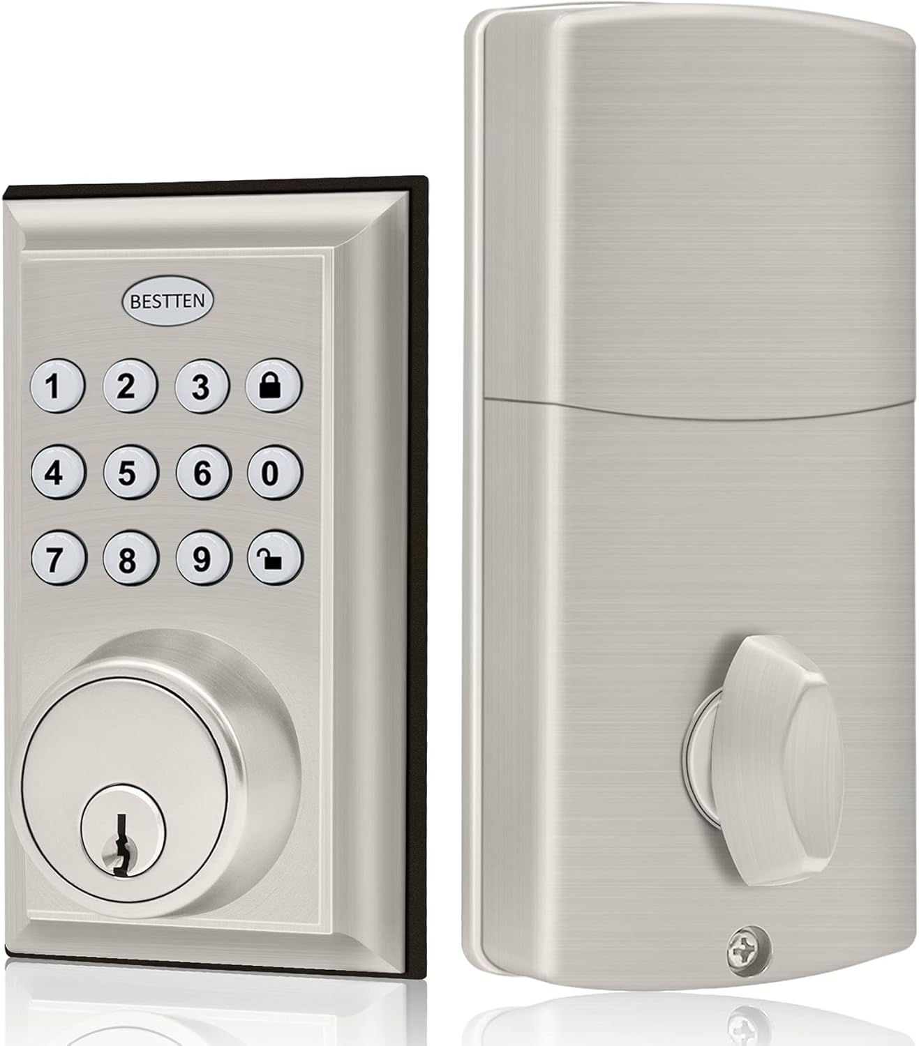 BESTTEN Electronic Keypad Door Lock with Deadbolt, Programmable Keyless Entry Deadbolt Lock with 50 User Codes, Auto Lock, One Touch Locking, Contemporary Style, Oil Rubbed Bronze Pack of 2