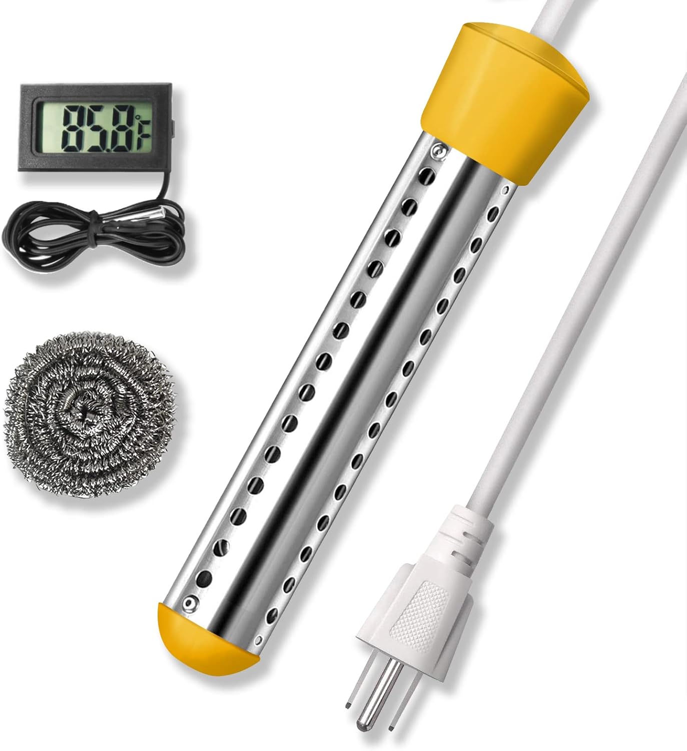 BIRD WISH Pool Water Heater Above Ground, 1500W Portable Temperature Control Auto Shutoff Pool Heater with Stainless Steel Guard for Garden, Backyard Pack of 2