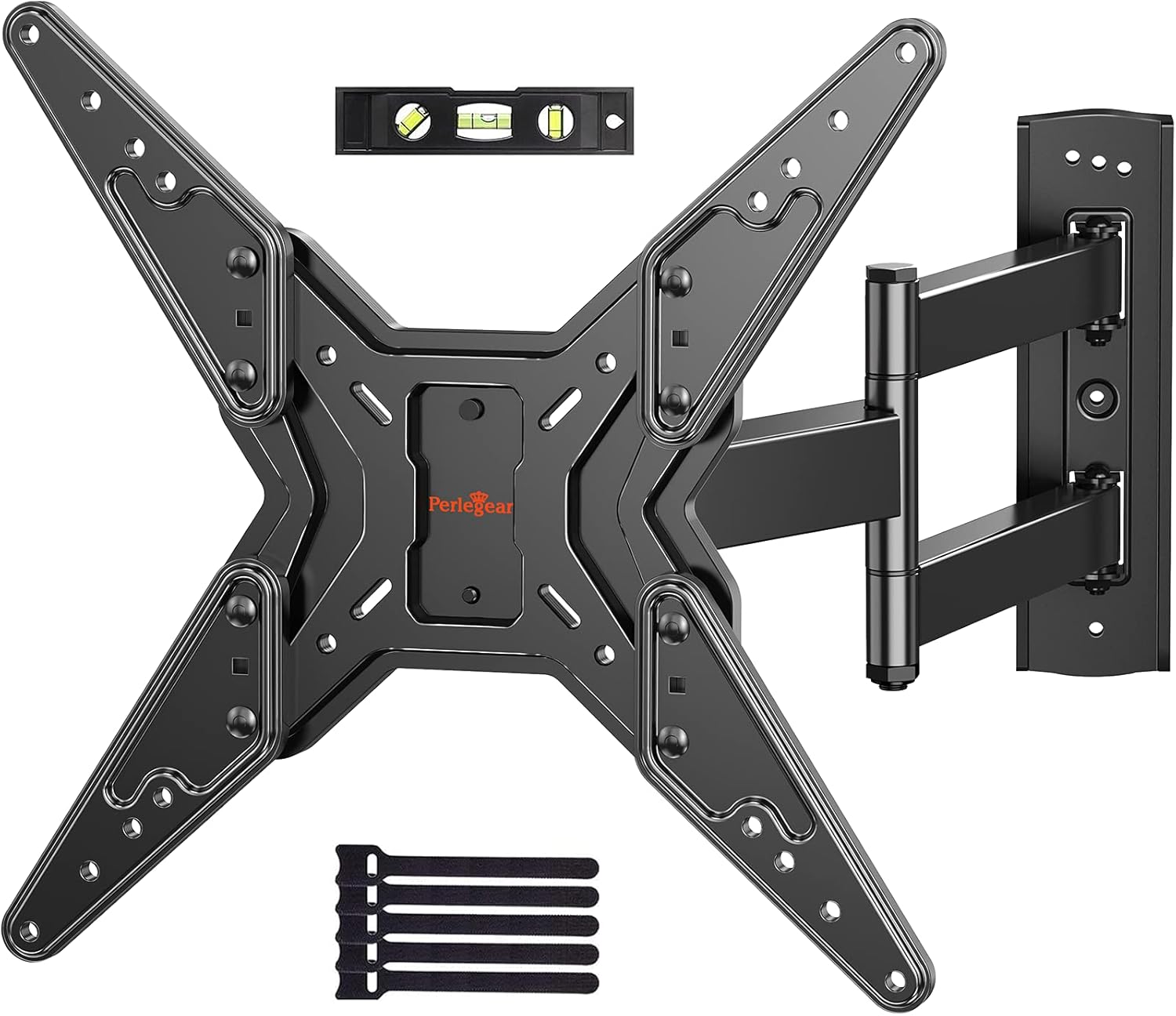 Full Motion TV Wall Mount for 23-55 Inch LED LCD Flat Curved TVs with Swivel Articulating Extends Tilt Arm fit Max VESA 400x400mm up to 88lbs by Perlegear– PGMF5 Pack of 2