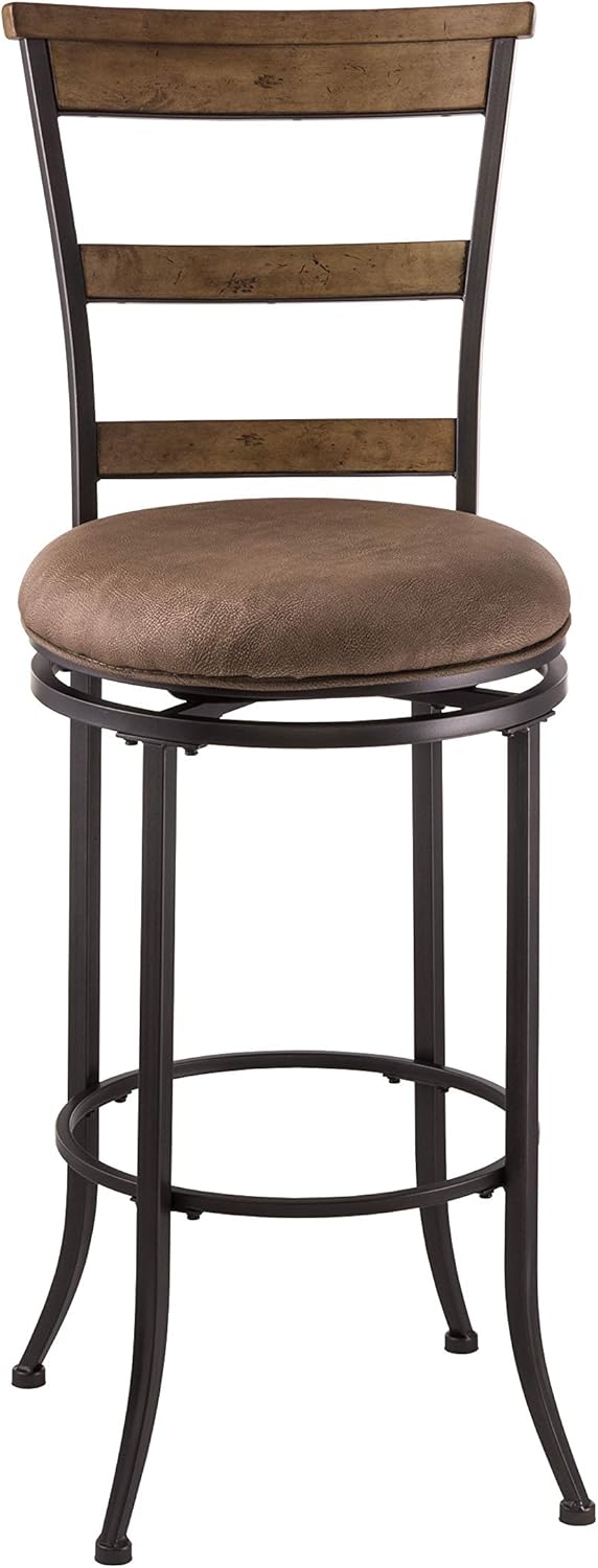 Hillsdale Charleston Swivel Ladder Back Bar Height Stool, Barstool, Charcoal Gray