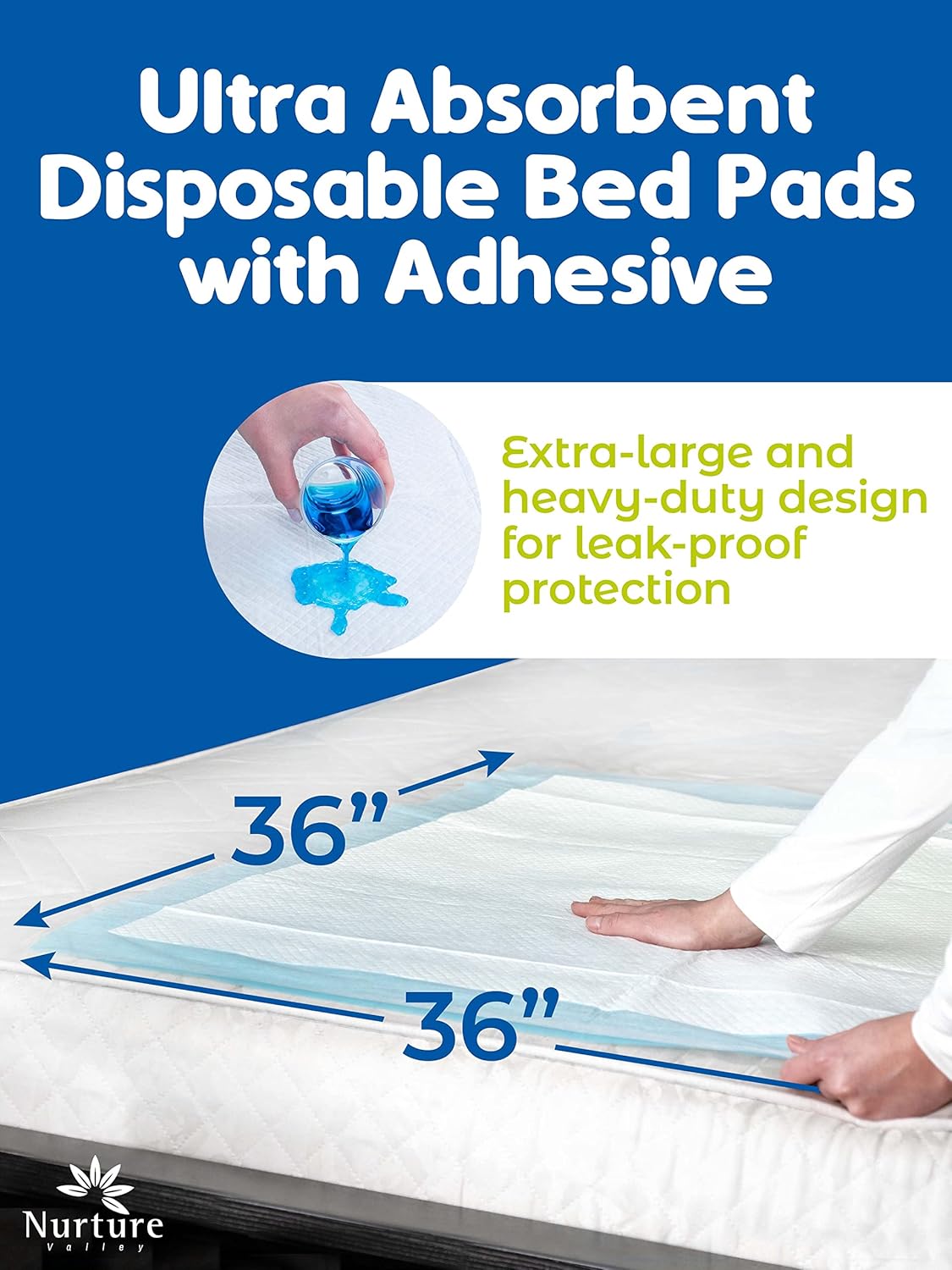 Ultra Absorbent Disposable Bed Pads with Adhesive - 36 x 36 - Extra Thick Underpad Bed Cover Chux for Bedwetting Incontinence Furniture Pets & More - 40 Pack Pack of 2