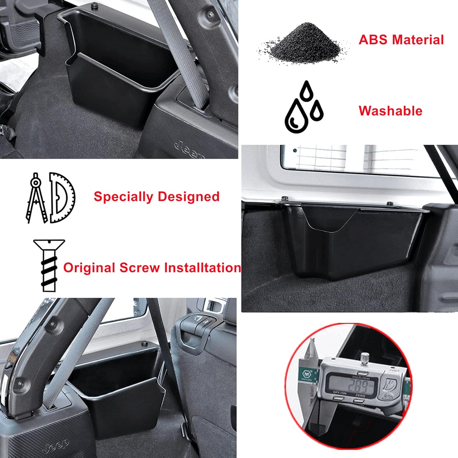 XiaoKa POETRYXIAO Rear Trunk Storage Organizer Box Side Wheel Well Cargo Storage Bin For 2018-2021 Jeep Wrangler JL JLU Rubicon 4-Door, Interior Accessories,Left Side ( Not for 2-door )