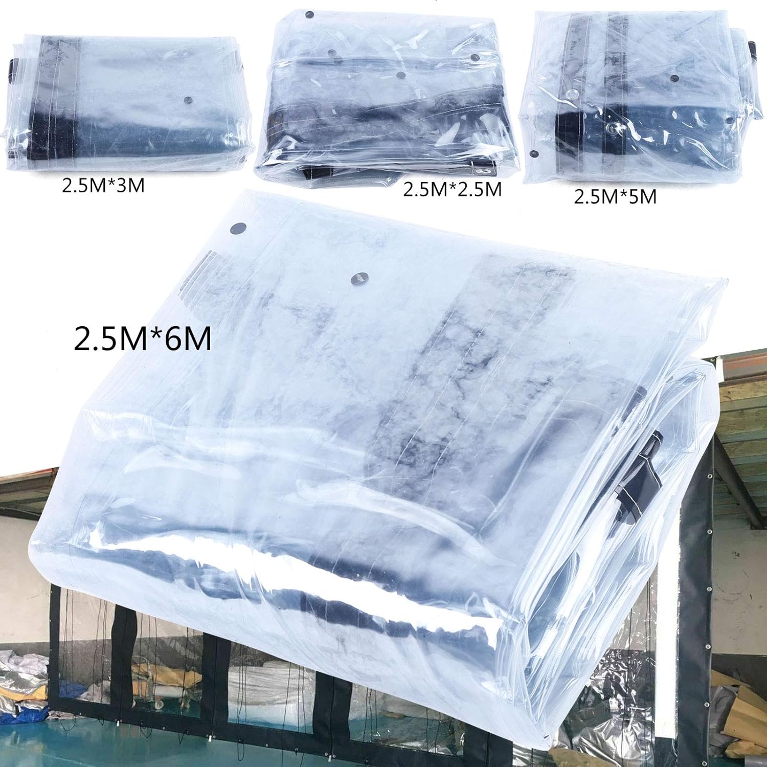 Commercial Grade Waterproof Clear Awning,Vinyl Clear Awning Canopy Roll Up Patio Enclosure for Tents, Awnings, Canopies,Curtain(Black) ((8x10 Feet (2.5x3 M))