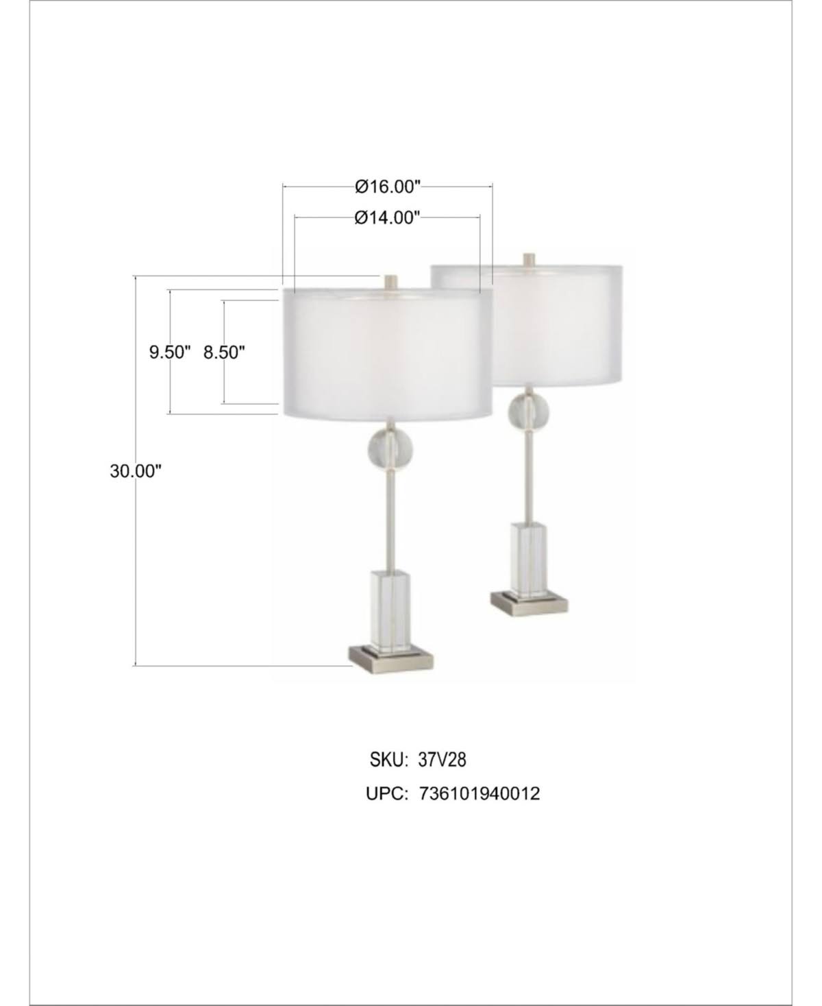 Pacific Coast Lighting Vincent Table Lamp - Set of 2