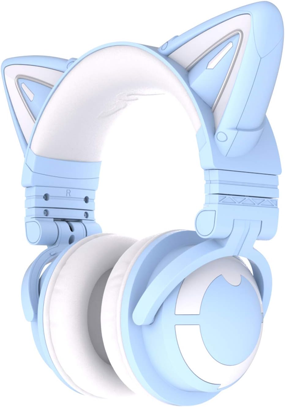 YOWU RGB Cat Ear Headphone 3G Wireless Bluetooth 5.0 Foldable Gaming Headset with 7.1 Surround Sound, Built-in Mic & Customizable Lighting and Effect via APP, Type-C Charging Audio Cable-Black