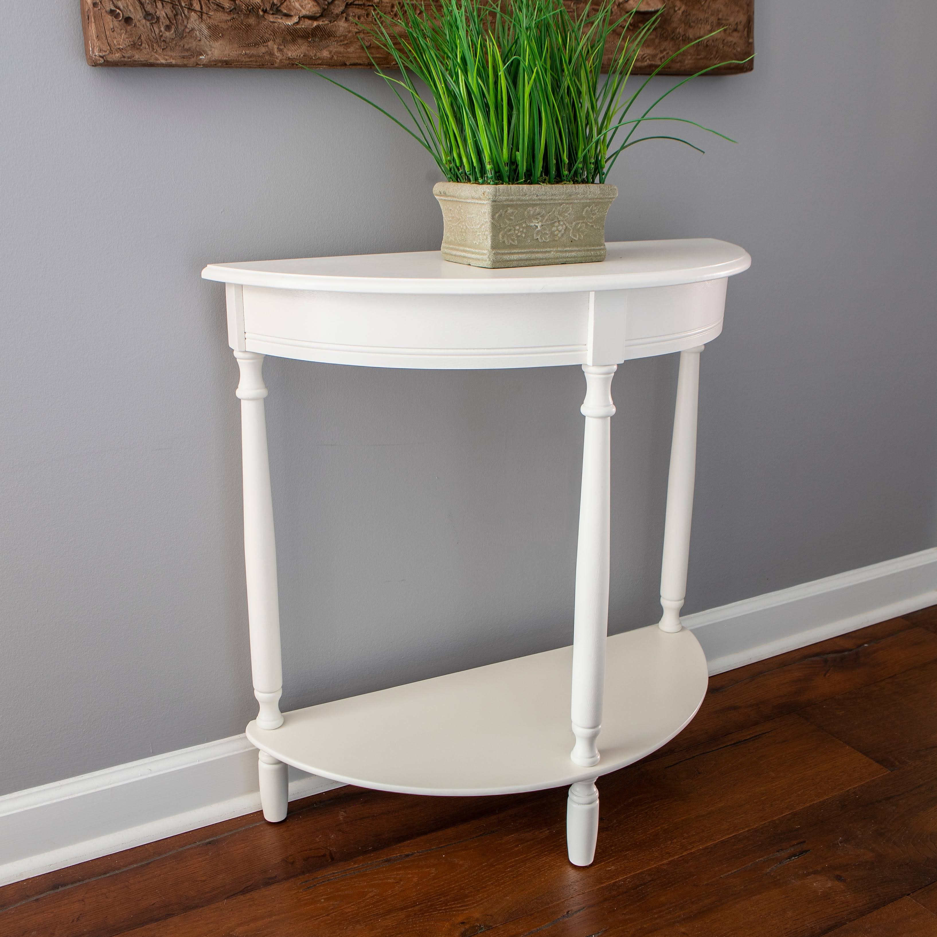 Decor Therapy Simplify Half Round Accent Table, White