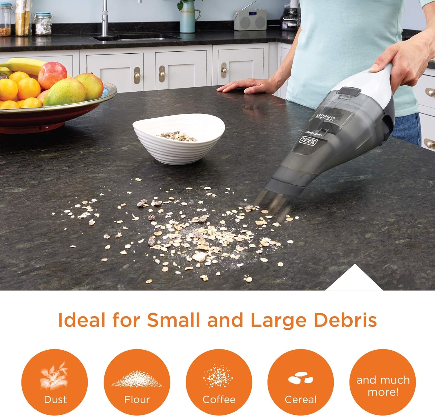 BLACK+DECKER Dustbuster Handheld Vacuum, Cordless, White (HNVC215B10) (Renewed)