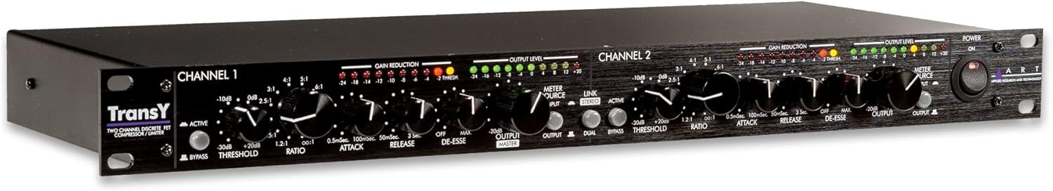 ART TransY Two Channel Discrete Transistor FET Based Compressor/Limiter, Black (Trans-Y)