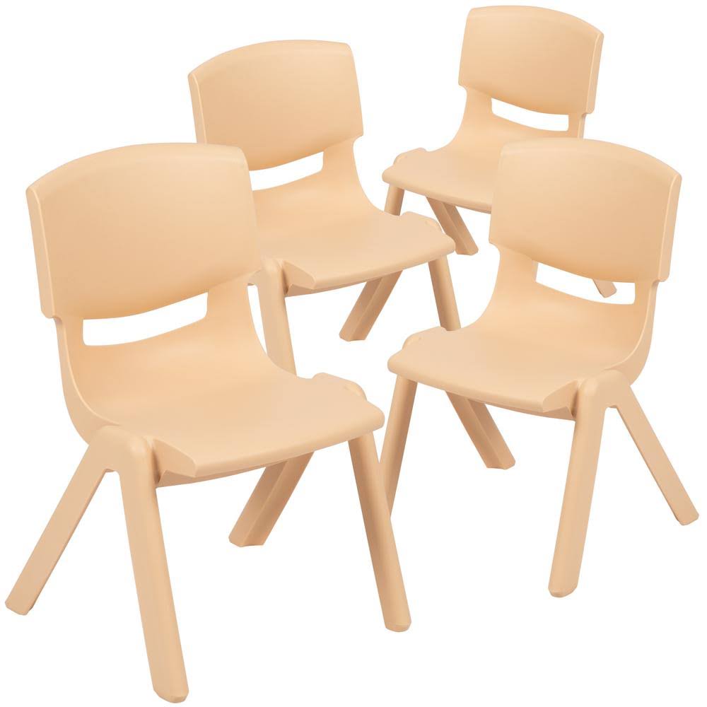 Carnegy Avenue 4-Pack Natural Plastic Stackable School Chair with 10.5 in. Seat Height