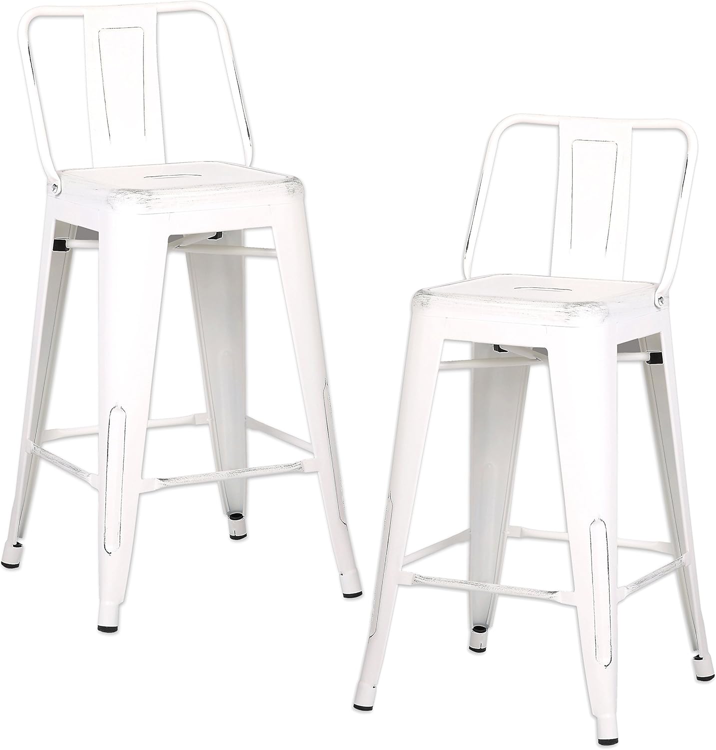 AC Pacific Modern Industrial Metal Barstool with Bucket Back and 4 Leg Design, 24