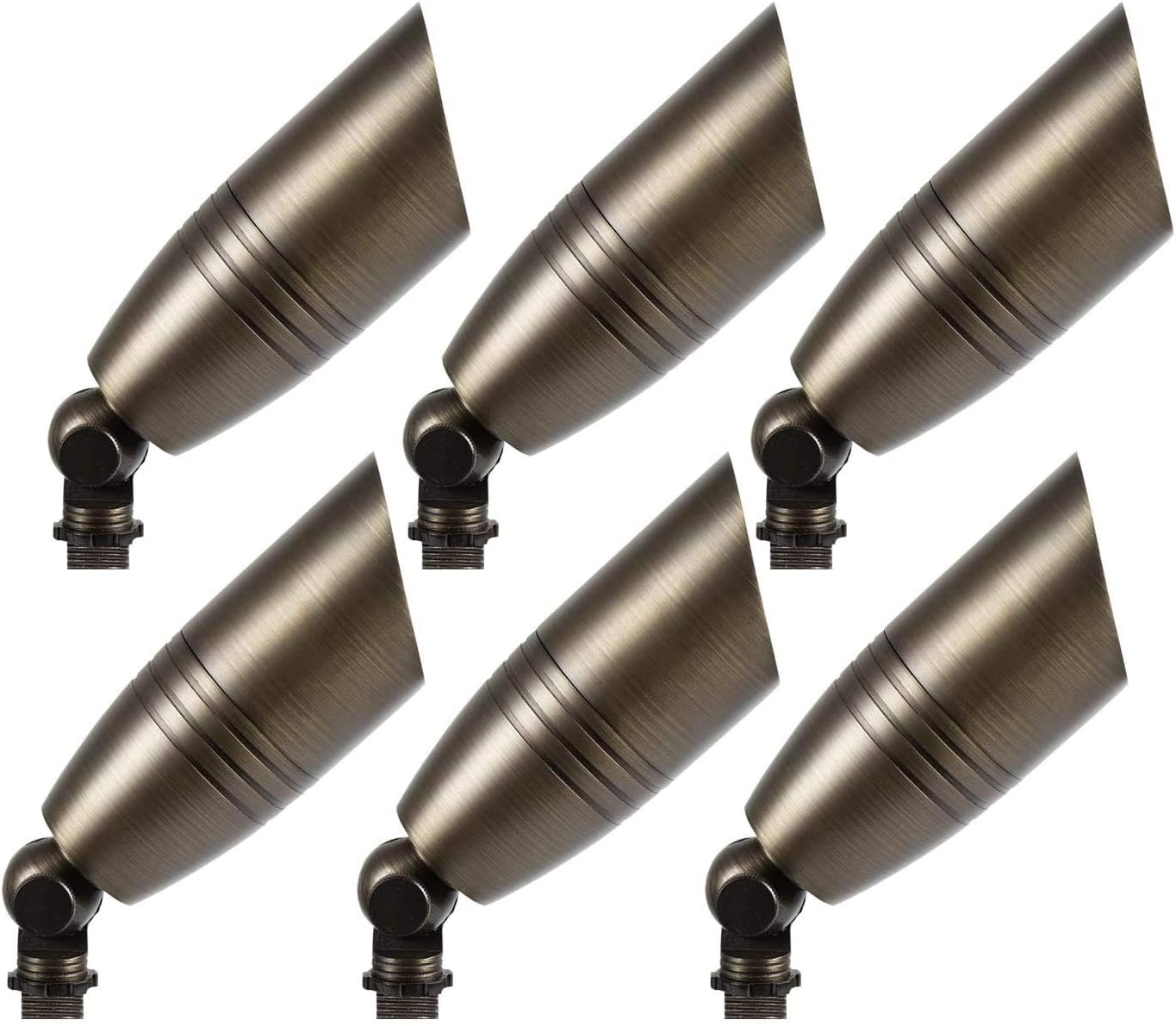 Solid Brass Landscape Spotlight Outdoor Landscape Lights 12V Low Voltage with Ground Spike for Outdoor (6 Packs)