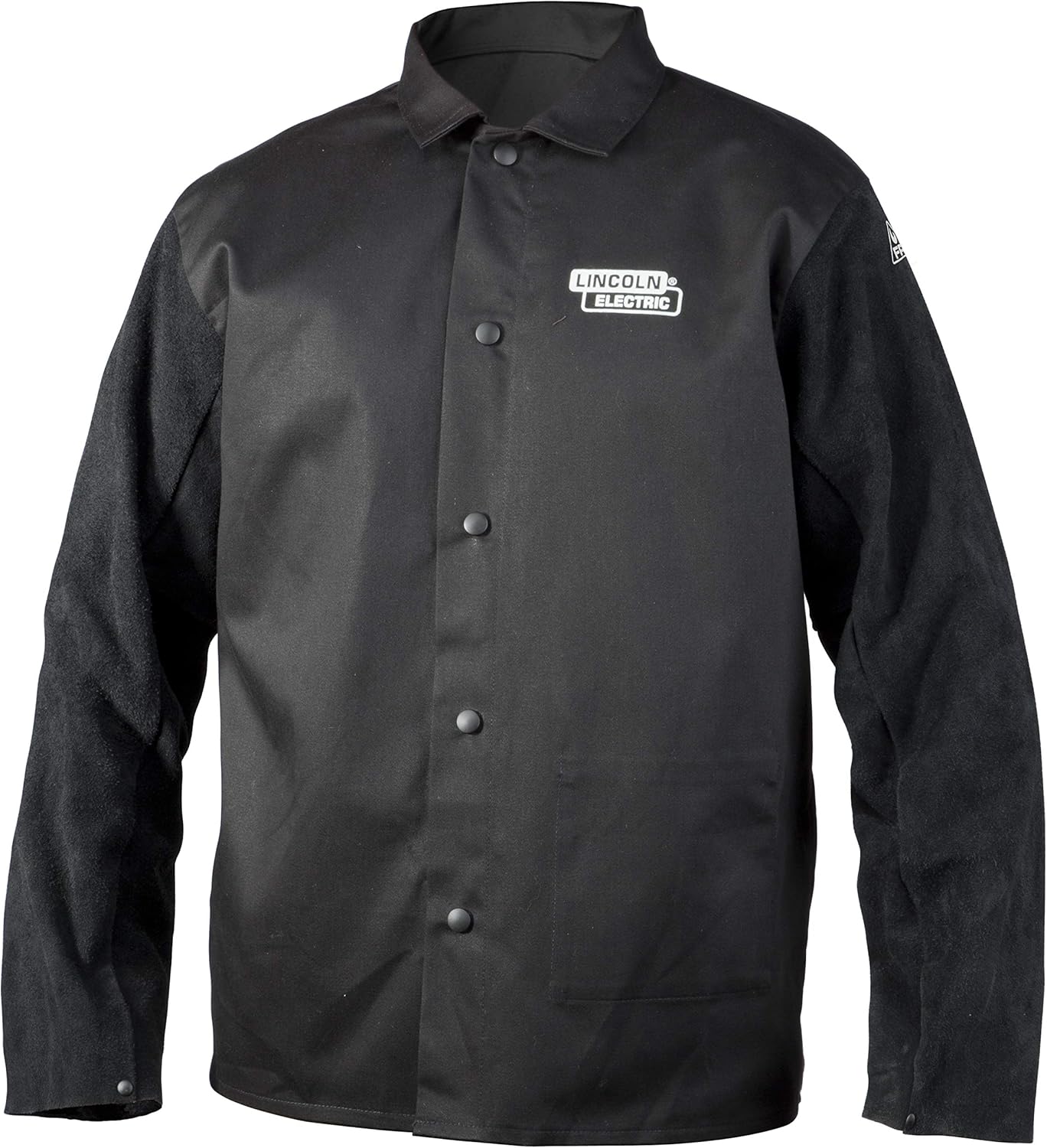 Lincoln Electric Split Leather Sleeved Welding Jacket | Premium Flame Resistant Cotton Body | Black | XL | K3106-XL