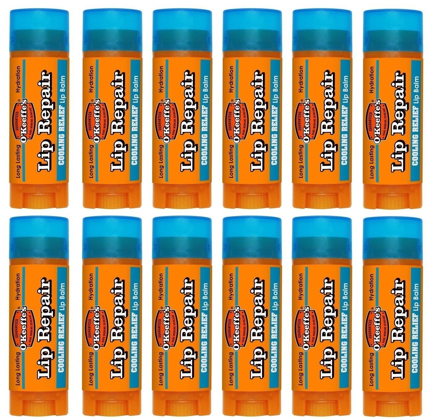 O'Keeffe's Cooling Relief Lip Repair Lip Balm for Dry Cracked Lips Stick (Pack of 12)