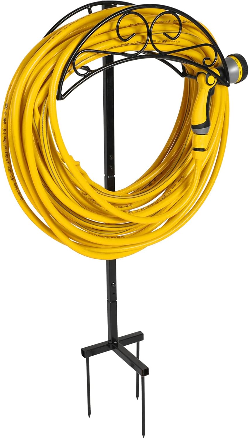 Highpro Garden Hose Holder Hanger, Freestanding Hose Stand Heavy Duty Metal Hose Storage Rack for 5/8