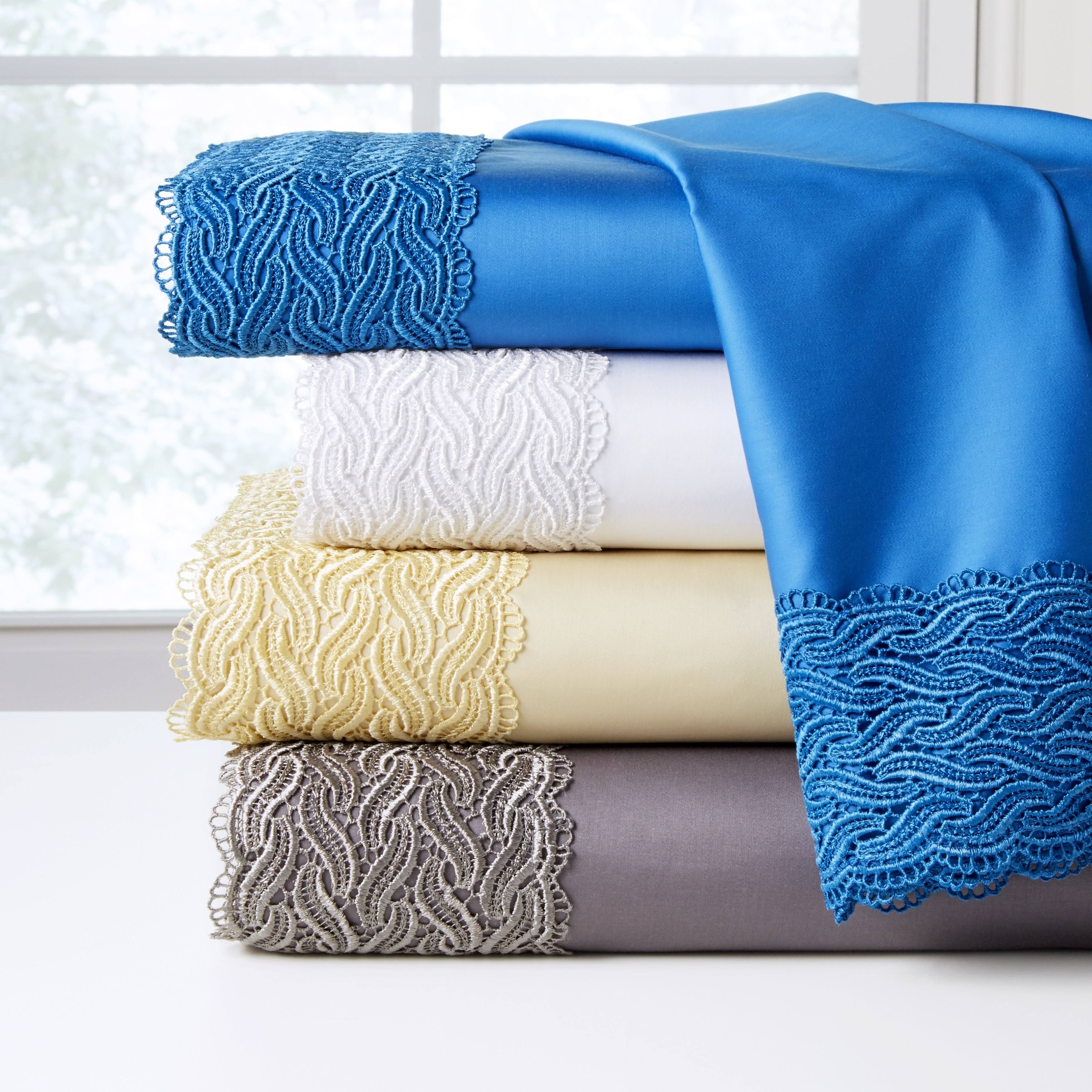 Pointehaven 300 Thread Count Lace Sheet Set - Ecru - Full