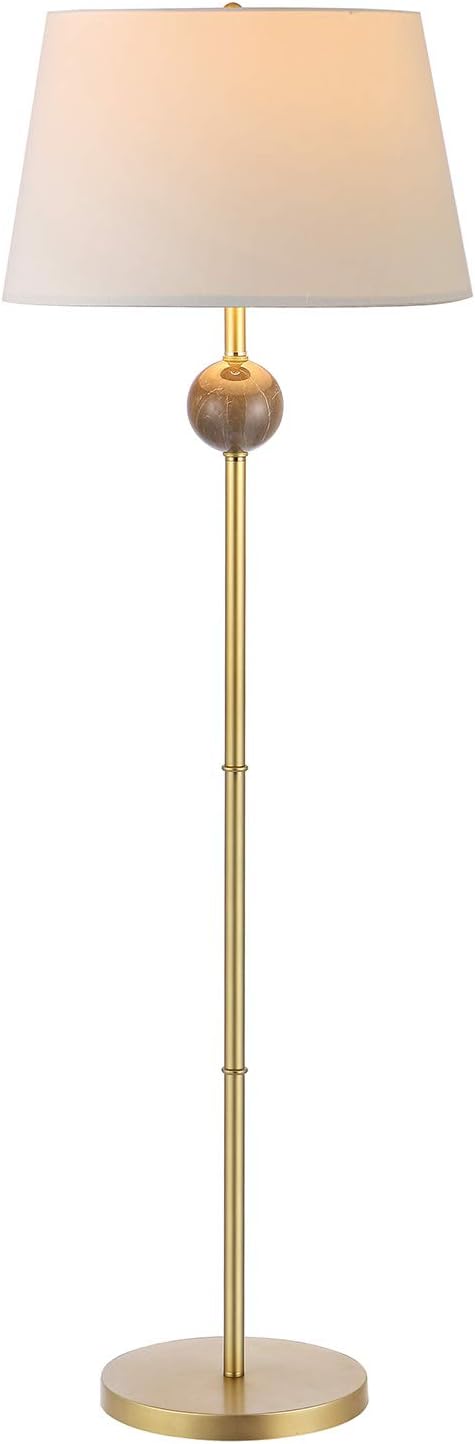 WINGBO Modern Floor Lamp 3 Stacked Glass Ball Free Standing Floor Lamps with White Drum Shade, Tall Pole Light for Living Room Bedroom Modern Upright Light with LED Bulb