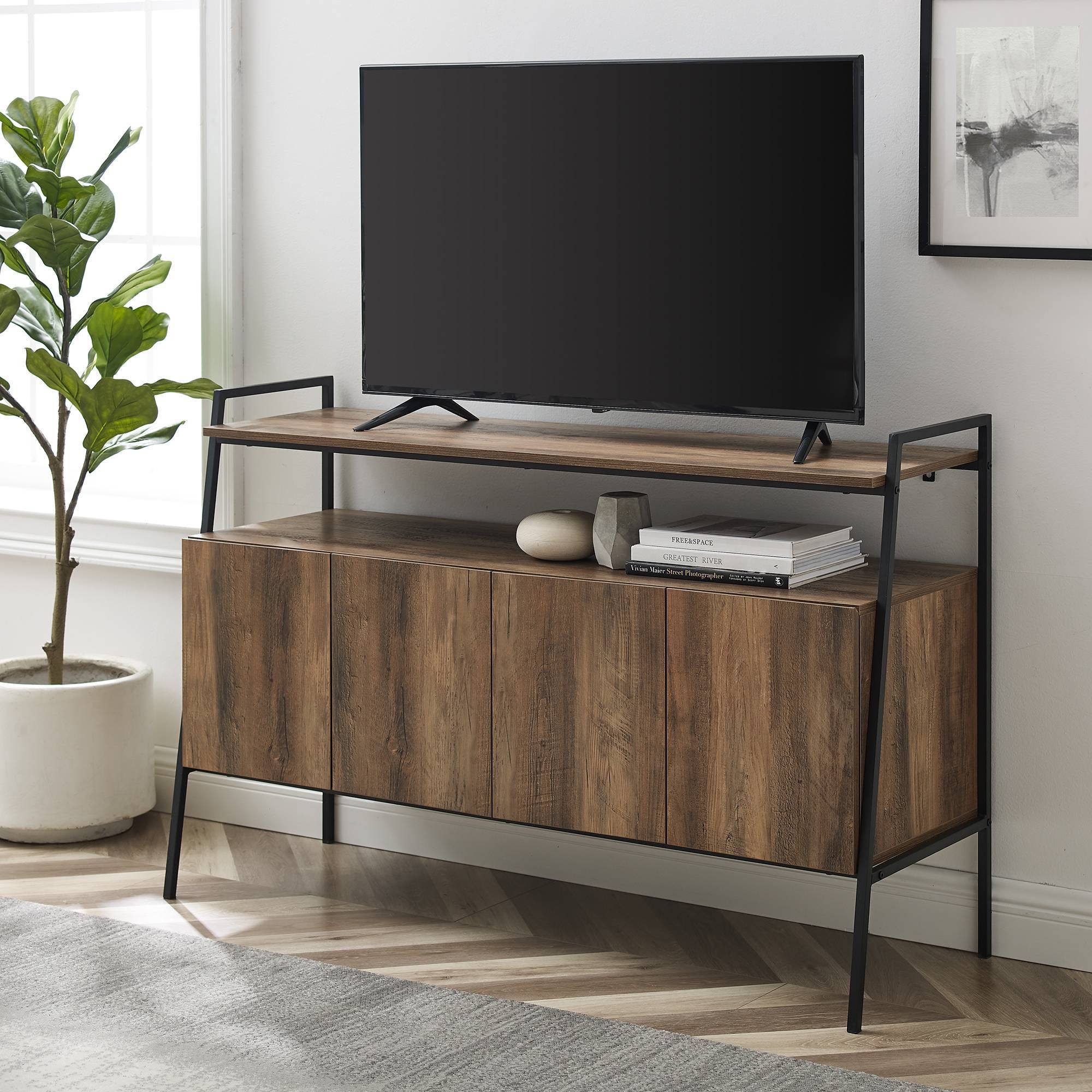 Sophia Angled Frame 4 Door Modern TV Stand for TVs Up to 58x22 Rustic - Saracina Home
