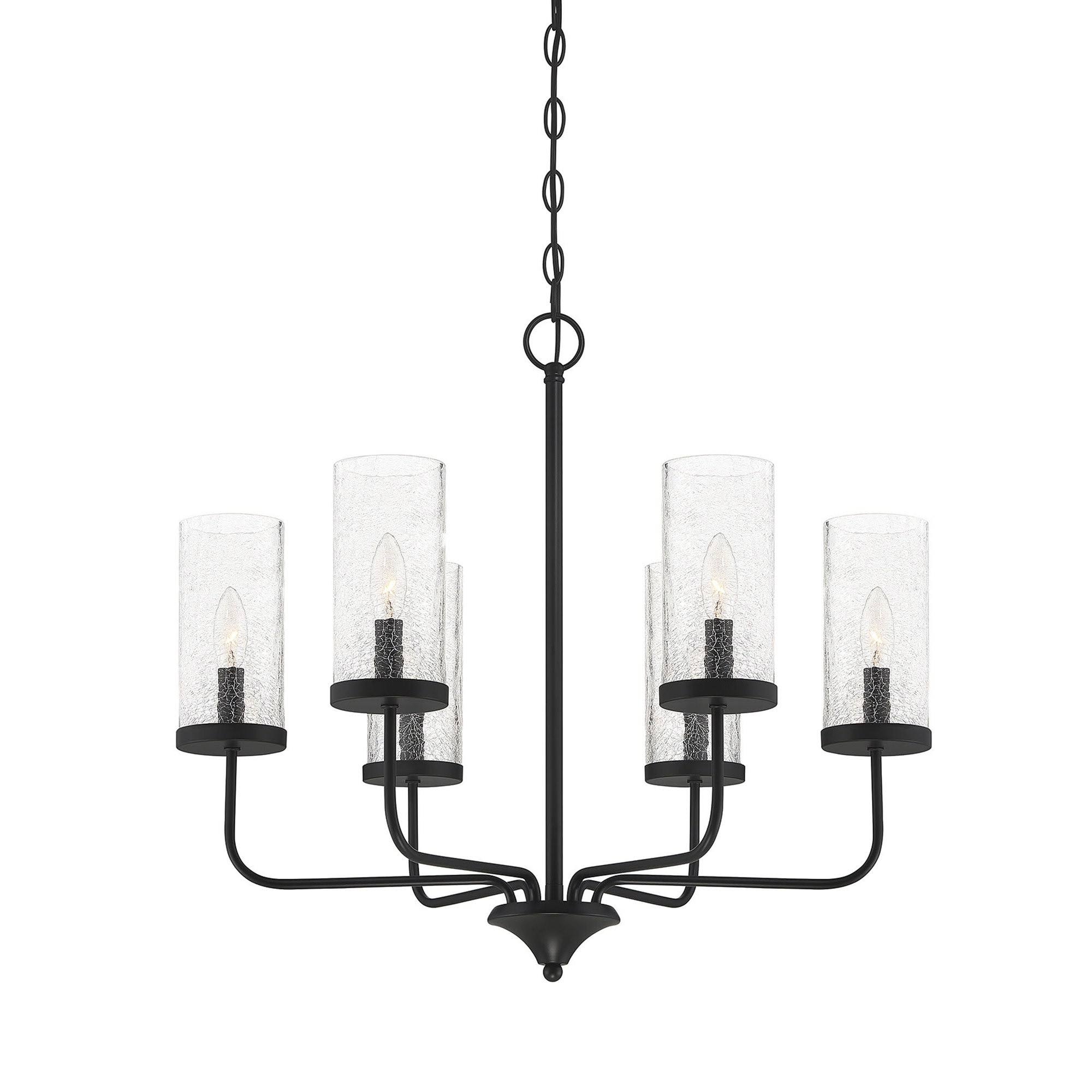 Meridian 6 Light Matte Black Chandelier (M10075MBK)