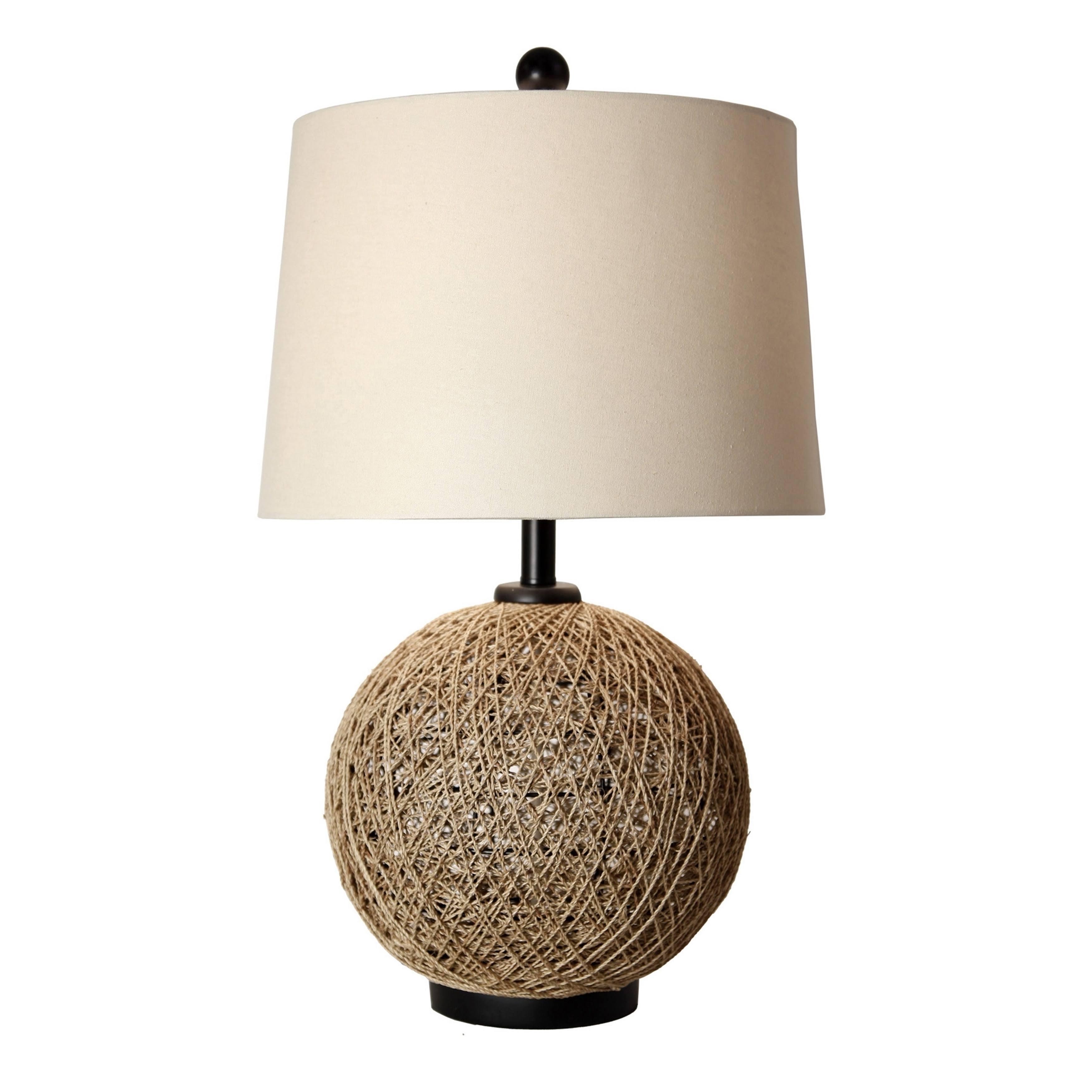 Stylecraft Natural Rope Table Lamp - Beige Hardback Fabric Shade