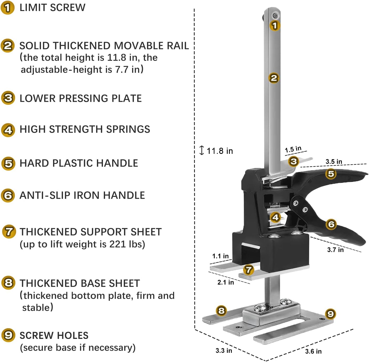 fremr labor saving arm jack 2 pack, lever arm furniture jack lifter, appliance hand jack lift tool, cabinet jacks for installing cabinets, drywall lift effort elevator, labor-saving arm