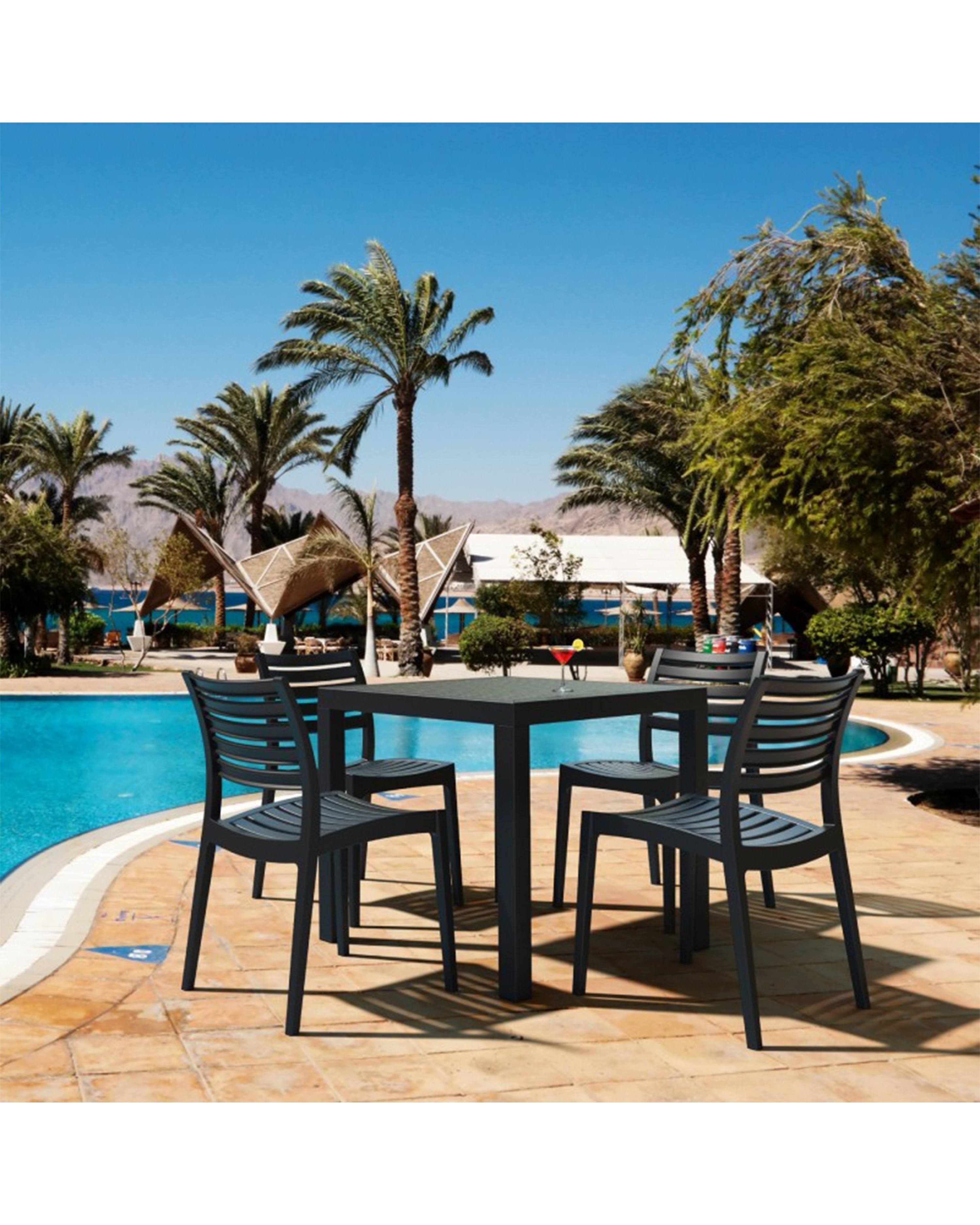 Compamia Ares Resin Square Dining Set with 4 Chairs Black