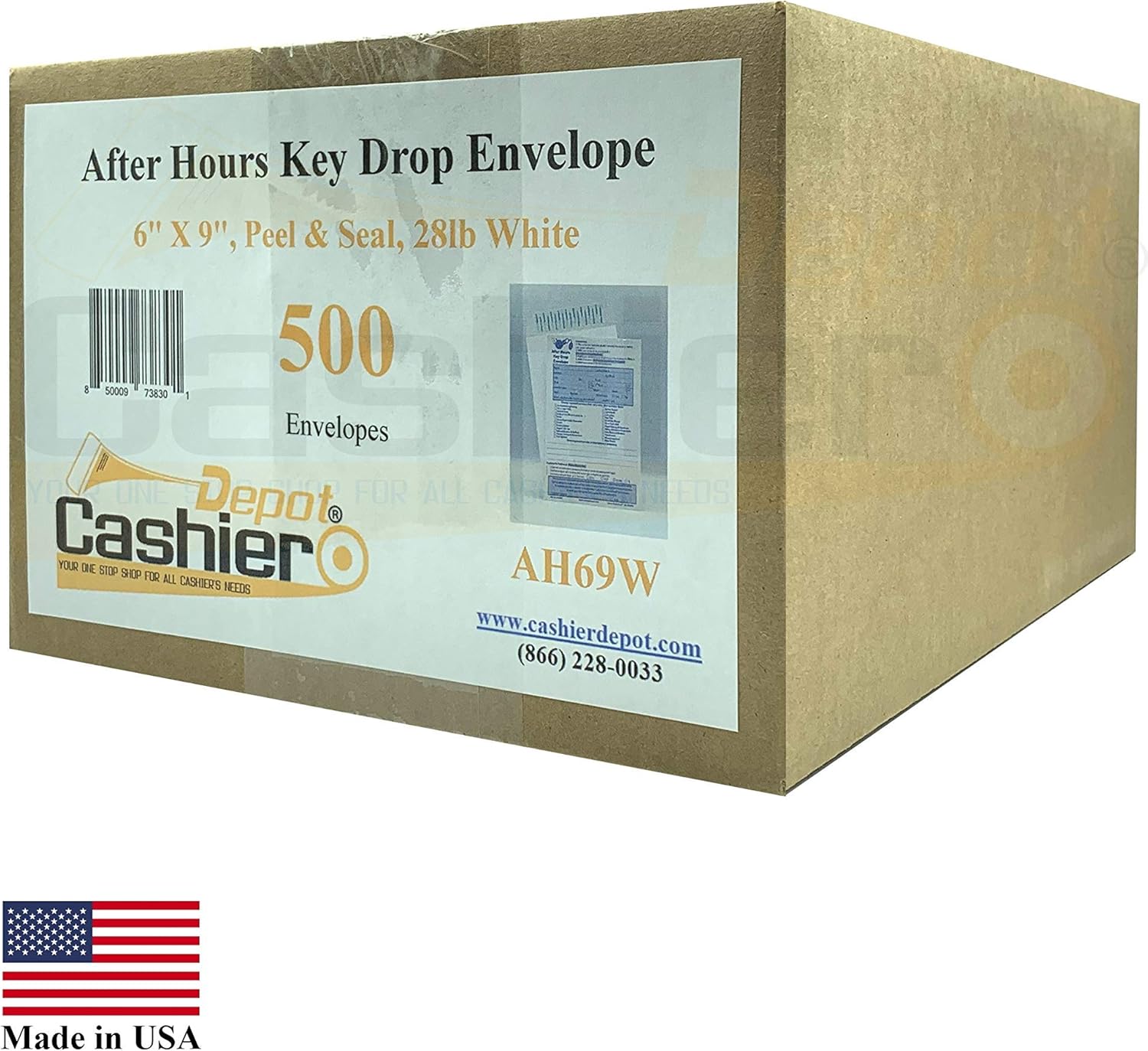 500 Cashier Depot Night / After Hours Key Drop Envelope For Auto Shop Repair or Service, 6