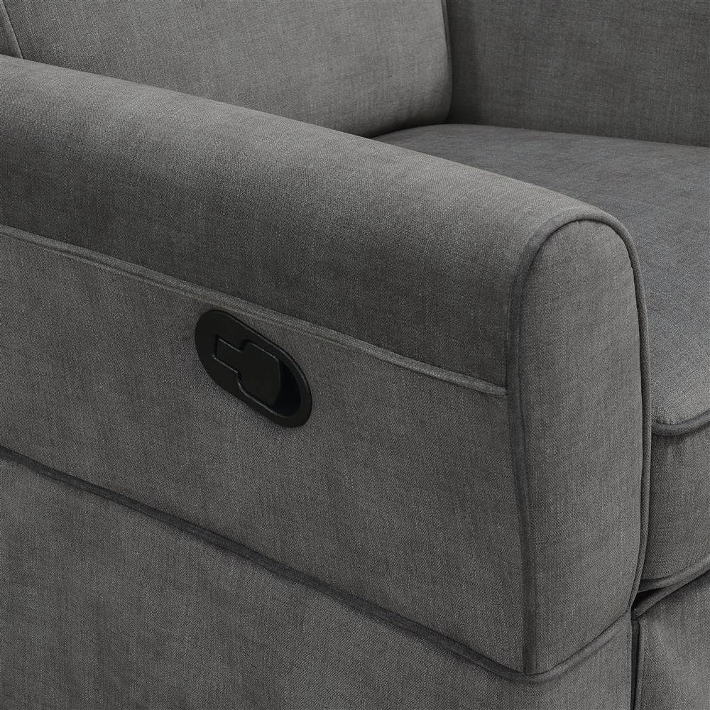 Smooth Back Manual Recliner Glider in Storm Grey, Gray