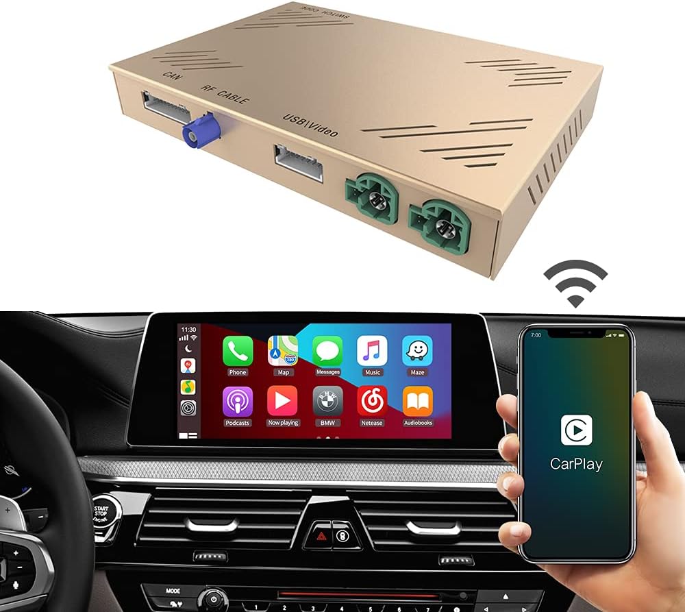CarlinKit Wireless CarPlay Android Auto Decoder for BMW F20 F22 F30 F32 F10 F12 F01 F48 F25 F26 F15 F16 2013 to 2017 Year nbt System Screen, Support Back Camera, iOS 14