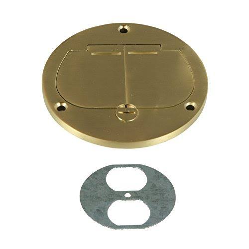 Enerlites 975503-c Floor Box Cover FLANGE, 20A Duplex Tamper / Weather Resistant Receptacle - Brass