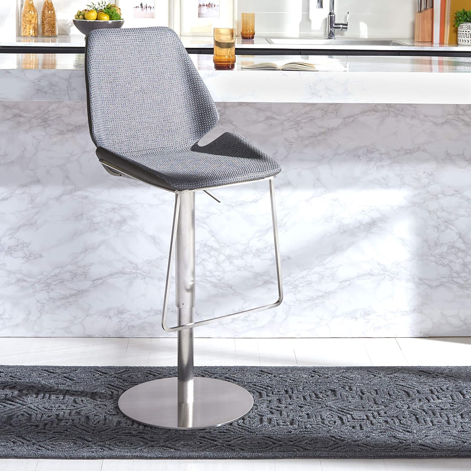 Safavieh Home Collection Pierro Black Faux Leather/Gold Adjustable Gas Lift Bar Stool