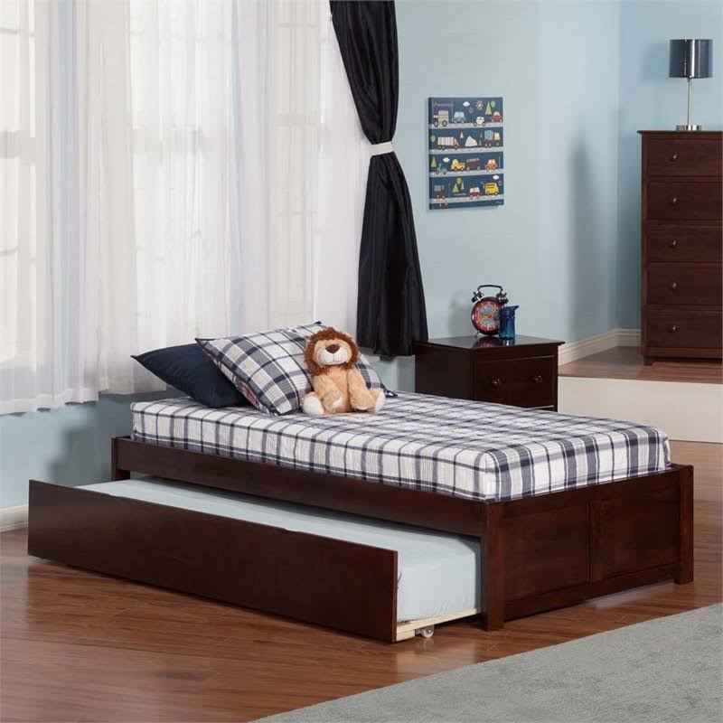 Leo u0026 Lacey Urban Twin Trundle Platform Bed in Walnut - LL-1652825