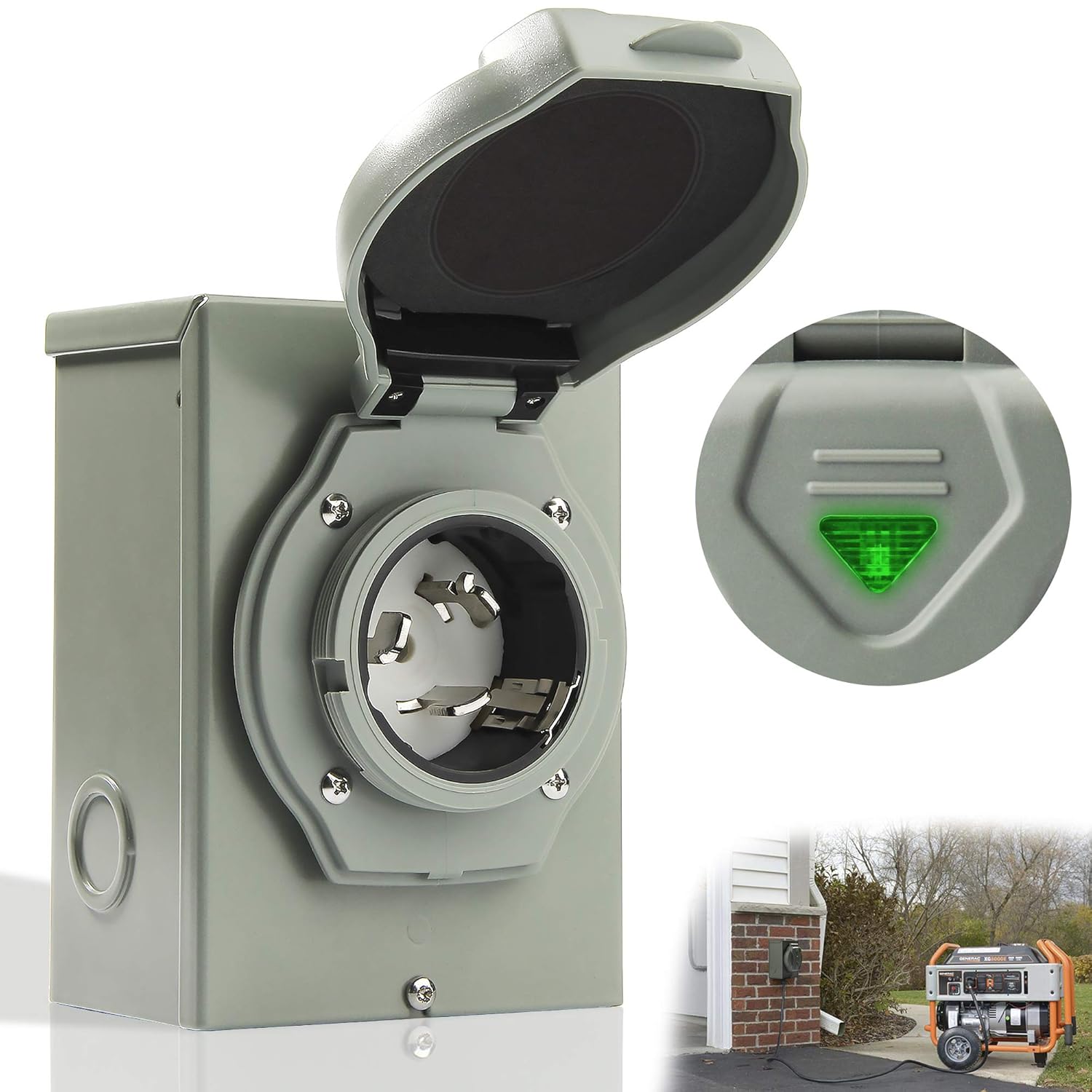 GeepKey Latest 50 Amp Generator Power Inlet Box, NEMA 3R Generator Receptacle 50 Amp, NEMA SS 2-50P PB50 Weatherproof Inlet Box, 125/250 Volt,12500 Watts Generator Transfer Switch, ETL Listed Pack of 2